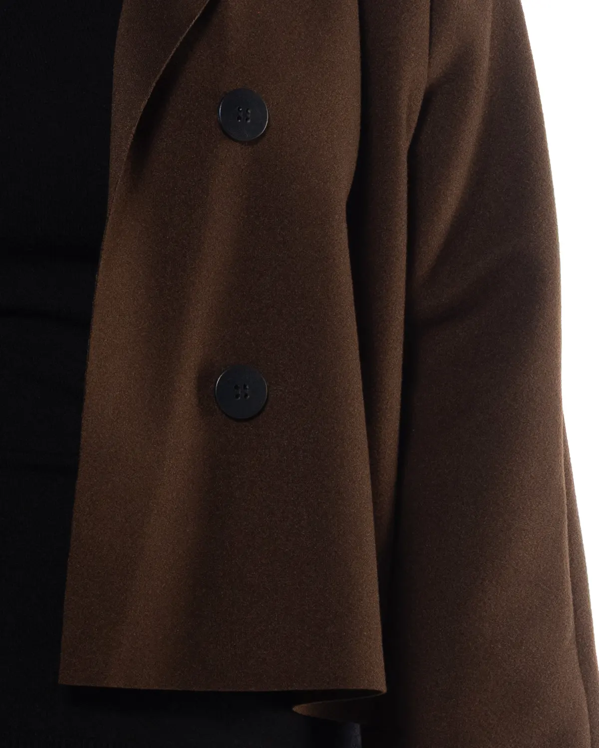 Jachetă elegantă maro crop cu guler șal și design amplu [4]