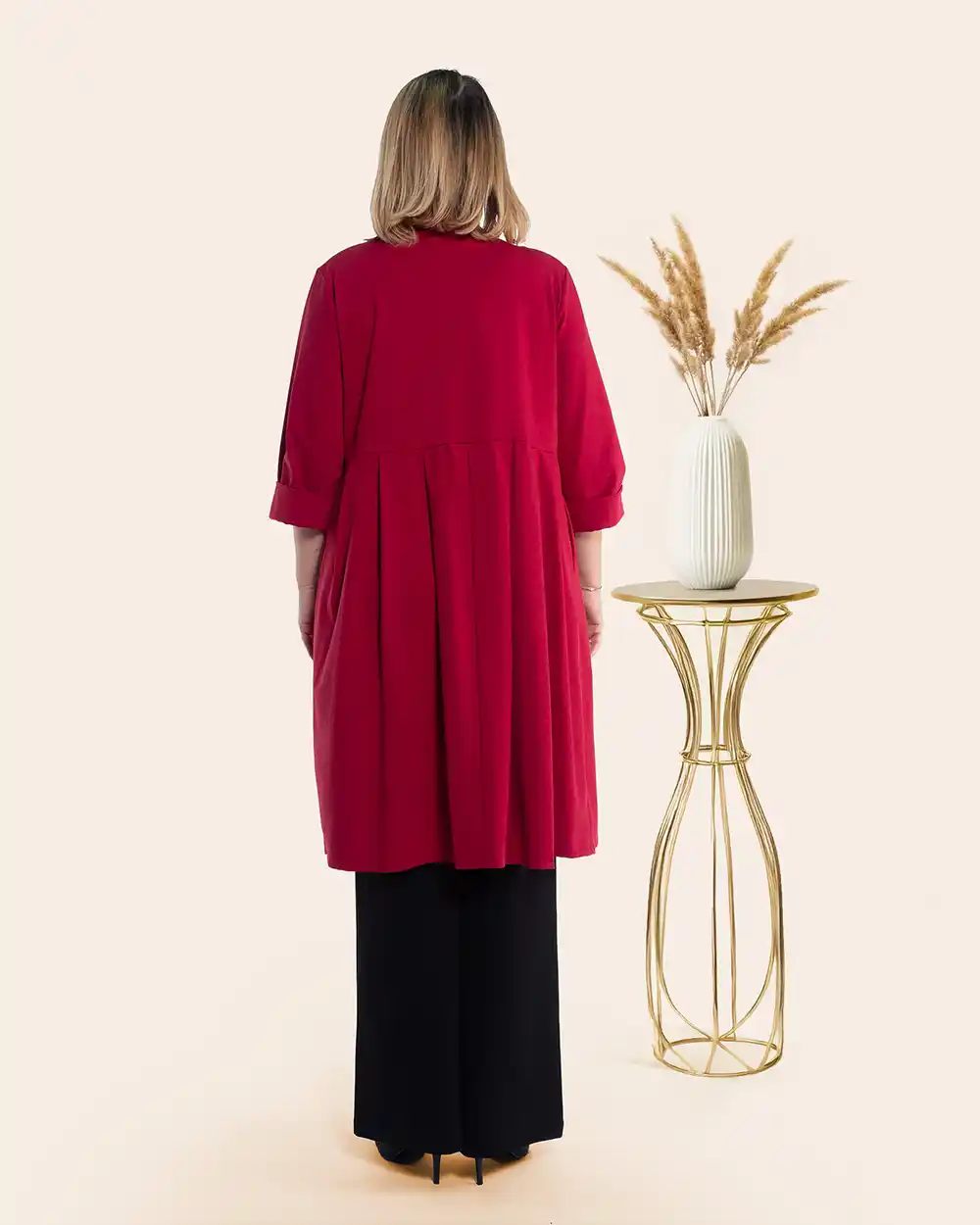 Jachetă elegantă roșie din bumbac stil palton design petrecut [1]