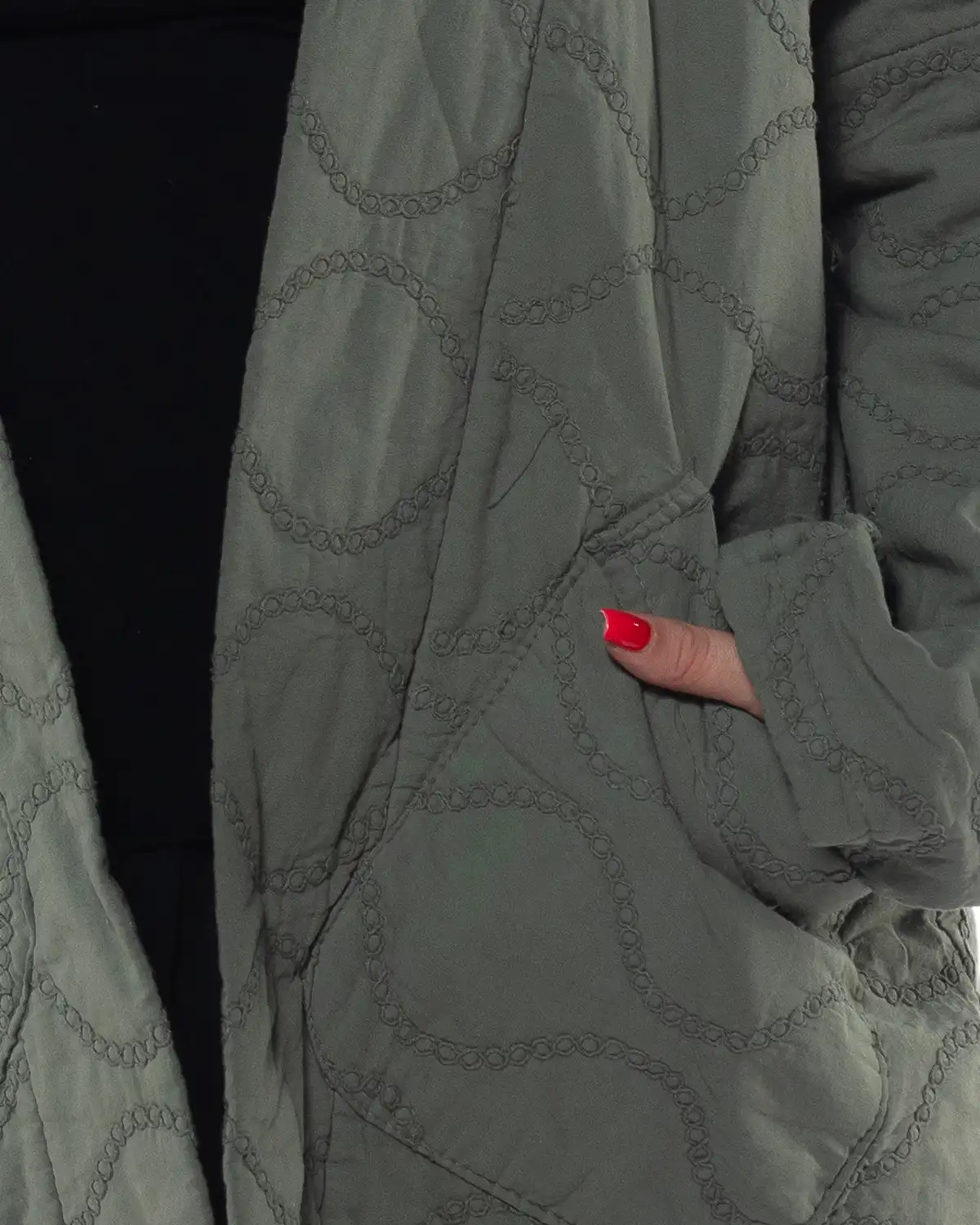 Jachetă matlasată kaki oversize în stil sacou [3]