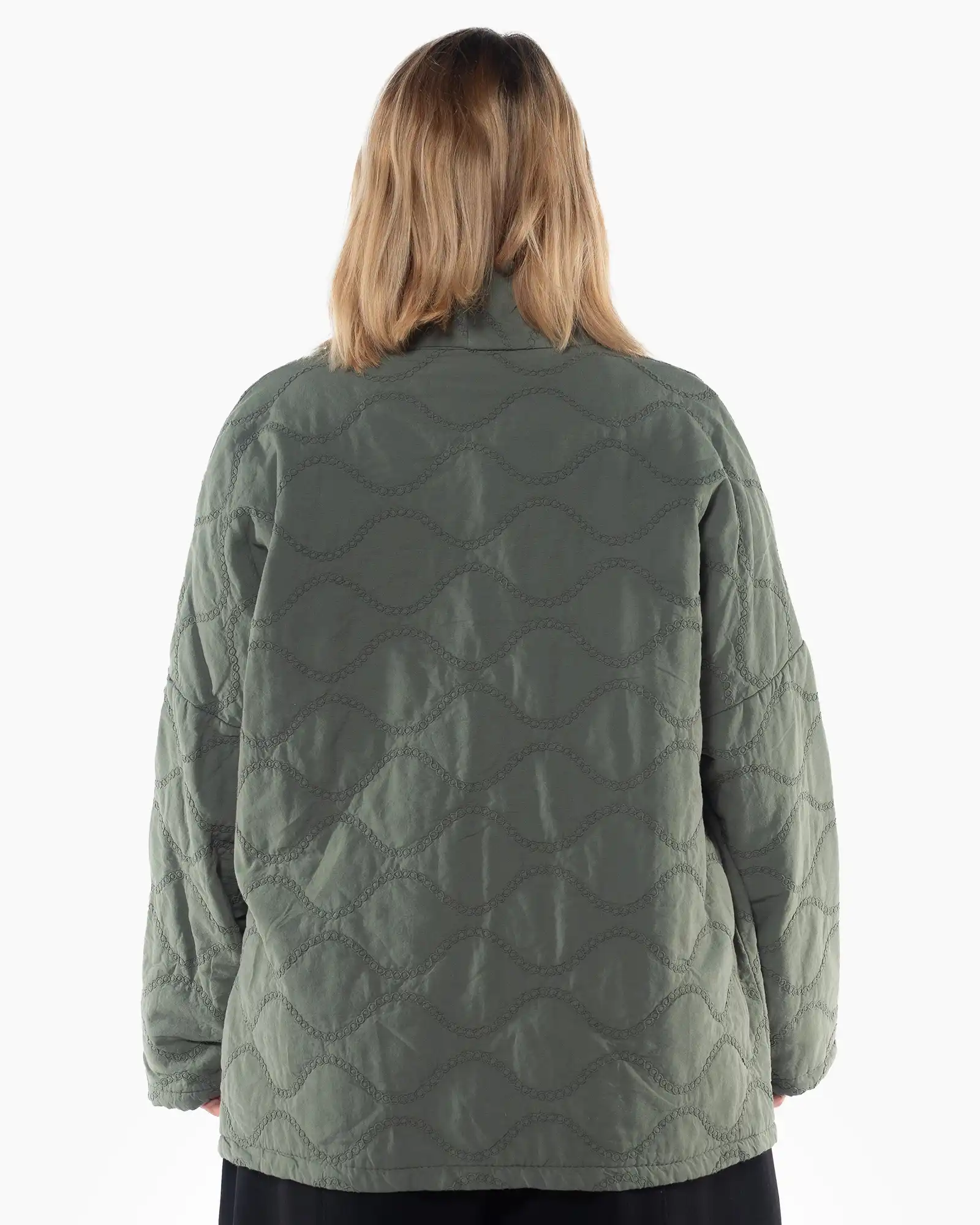 Jachetă matlasată kaki oversize în stil sacou [1]