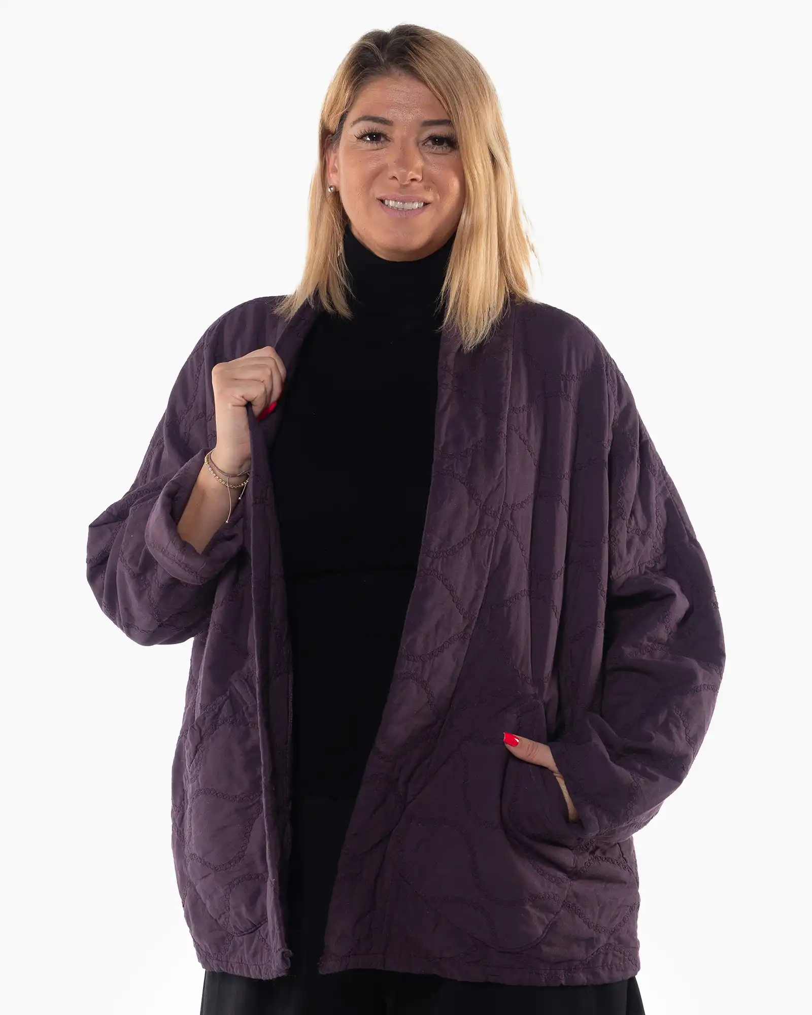 Produse noi - Jachetă mov stil sacou matlasată oversize