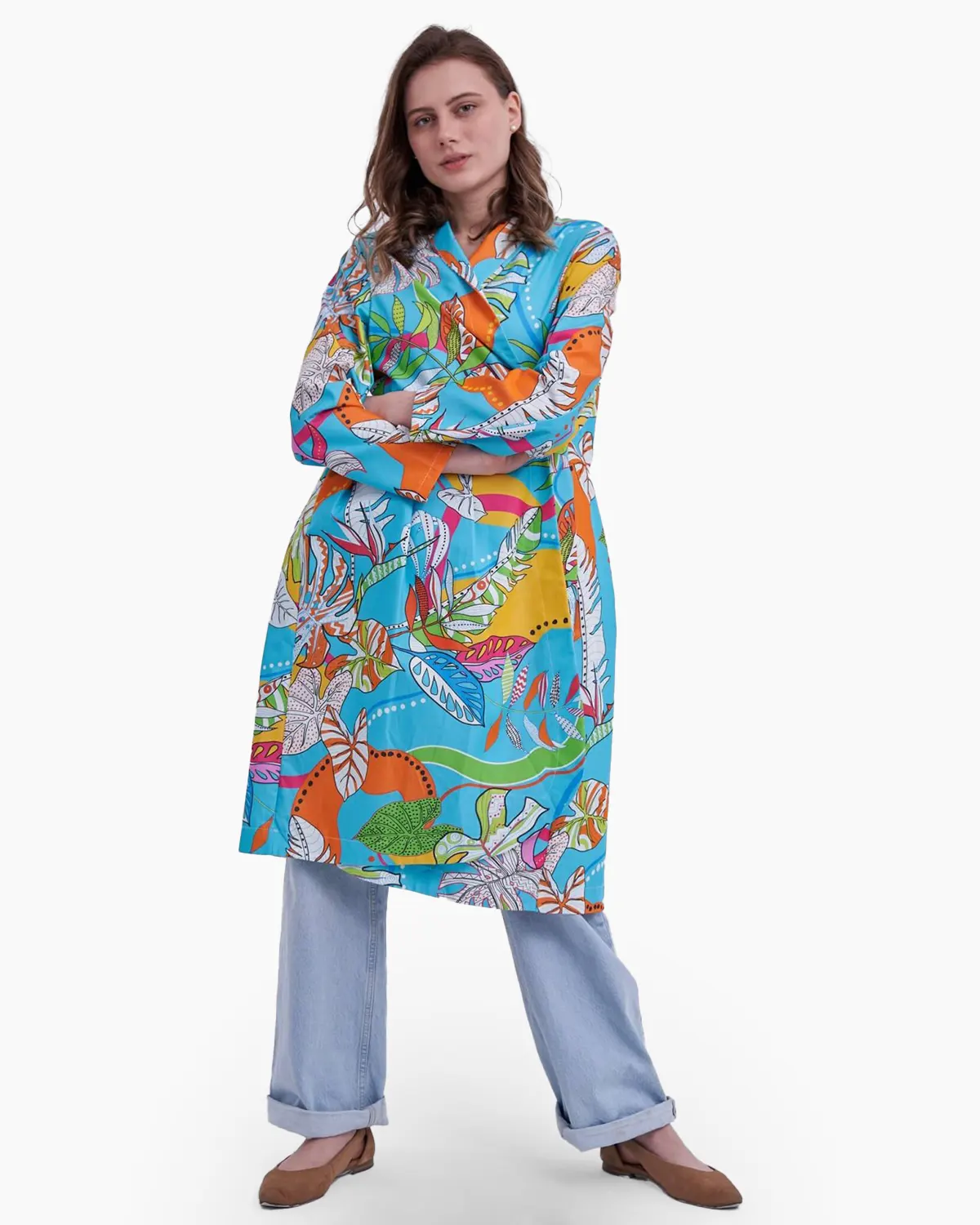 Jachete Casual - Jacheta multicolora cu imprimeu floral