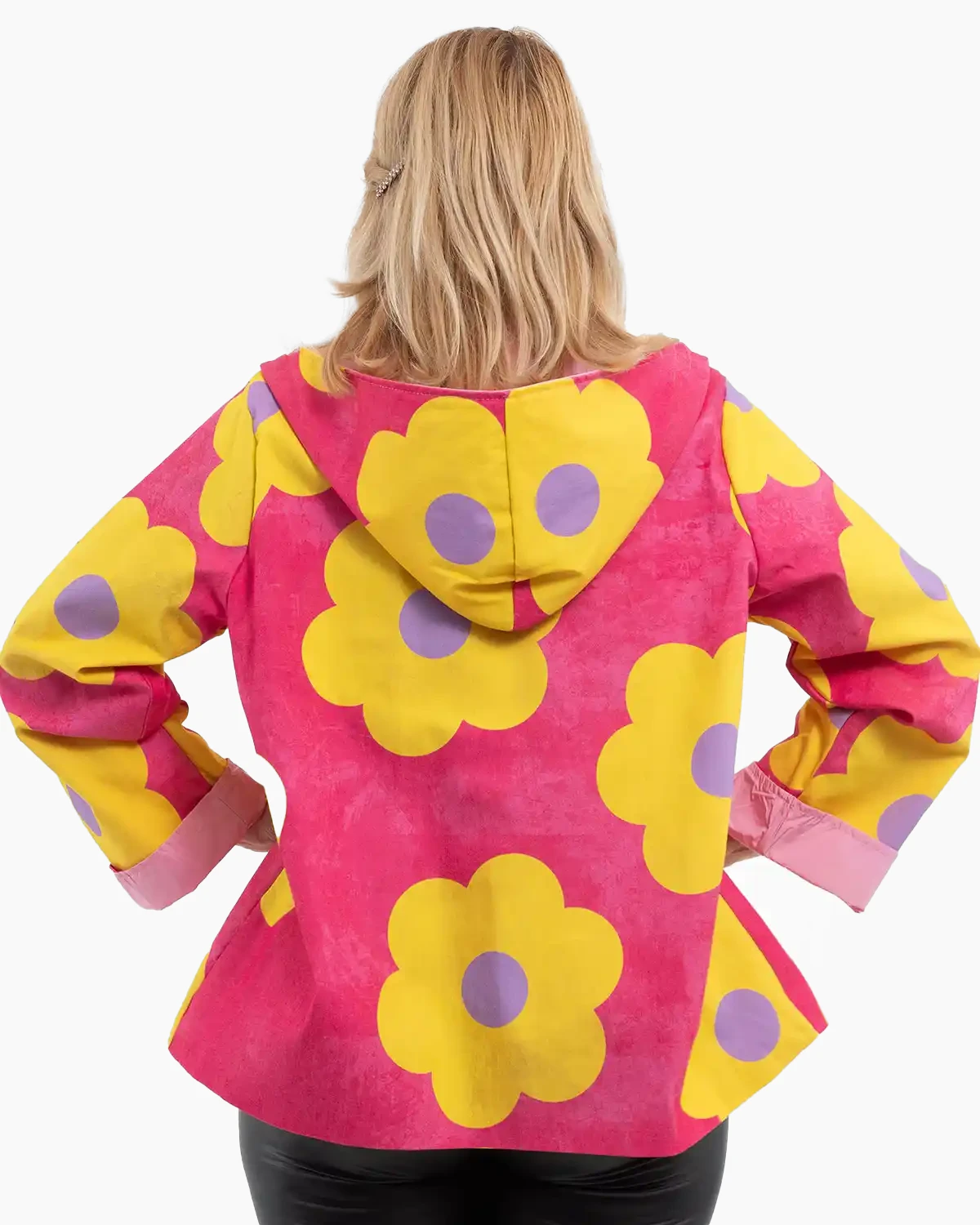 Jachetă subțire de toamnă cu imprimeu floral multicolor roz aprins [1]