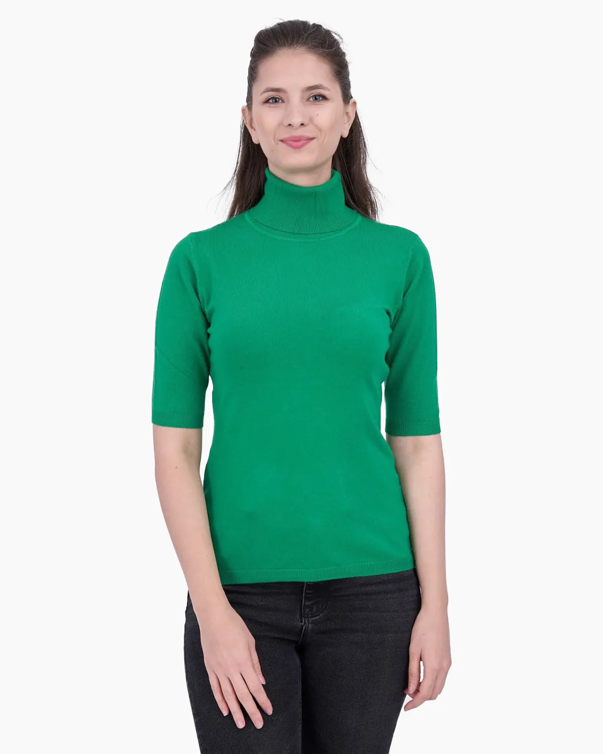Bluze - Maleta cu guler inalt, verde