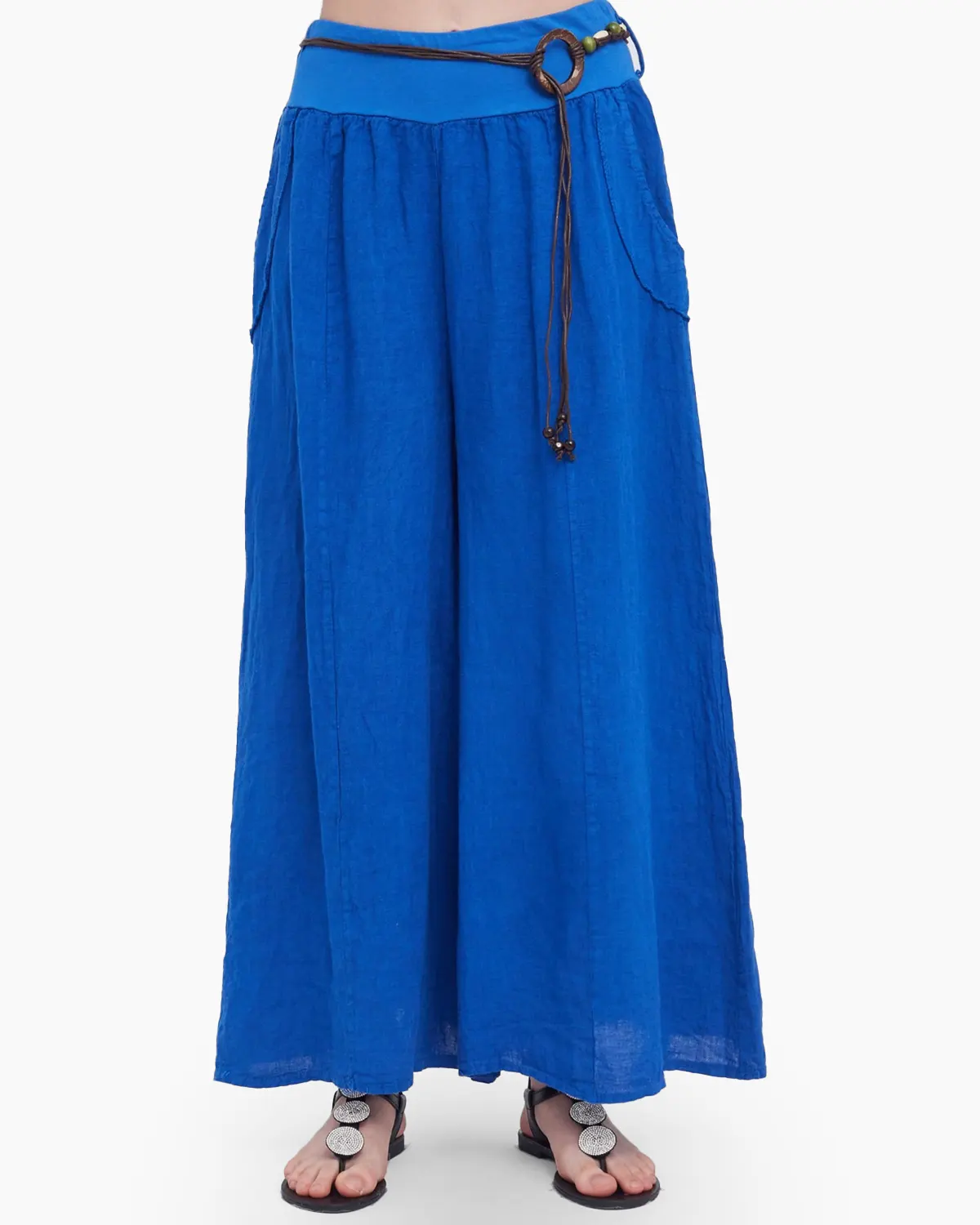 Pantaloni din In - Pantalon tip fusta, din in, albastru