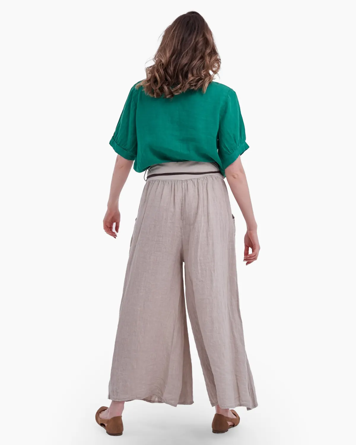 Pantalon tip fusta, din in, bej [1]