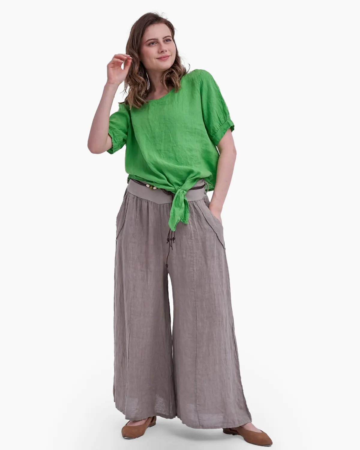 Pantaloni din In - Pantalon tip fusta, din in, fango
