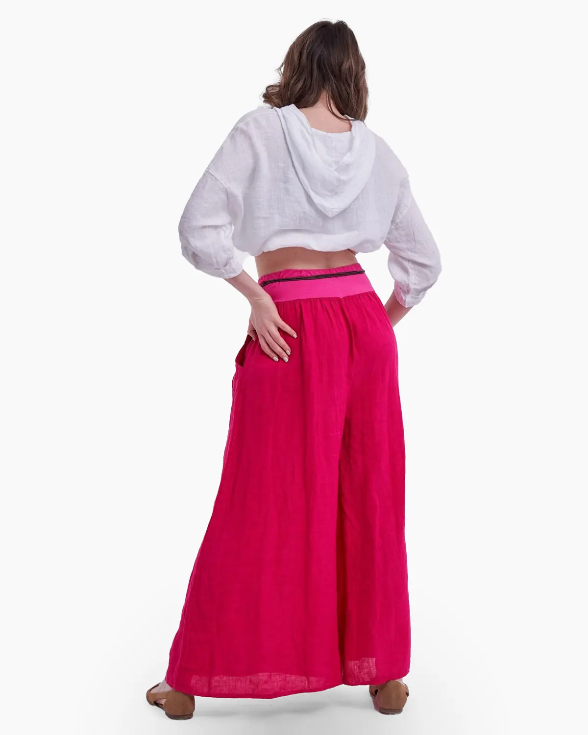 Pantalon tip fusta, din in, fucsia [1]