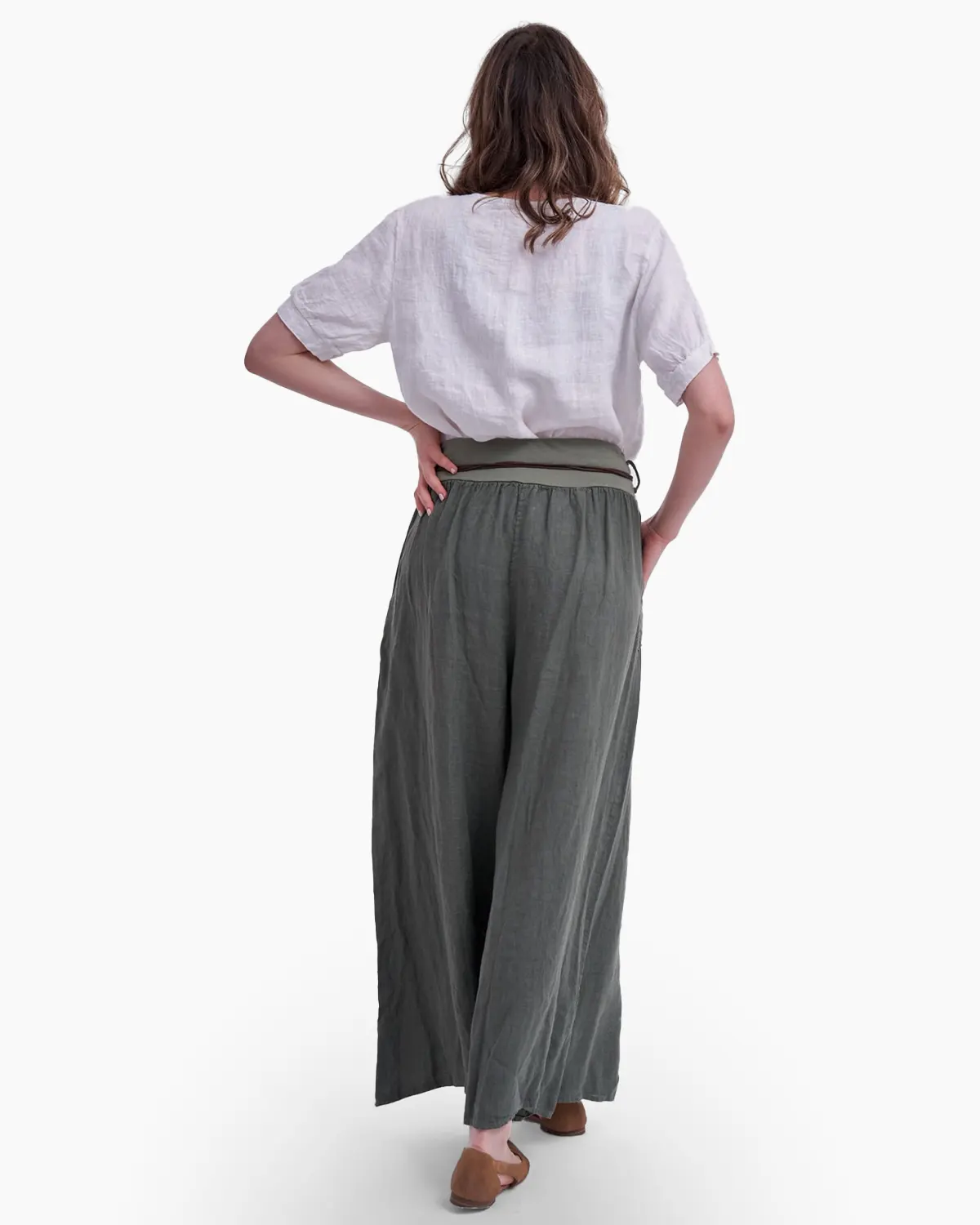 Pantalon tip fusta, din in, kaki [1]