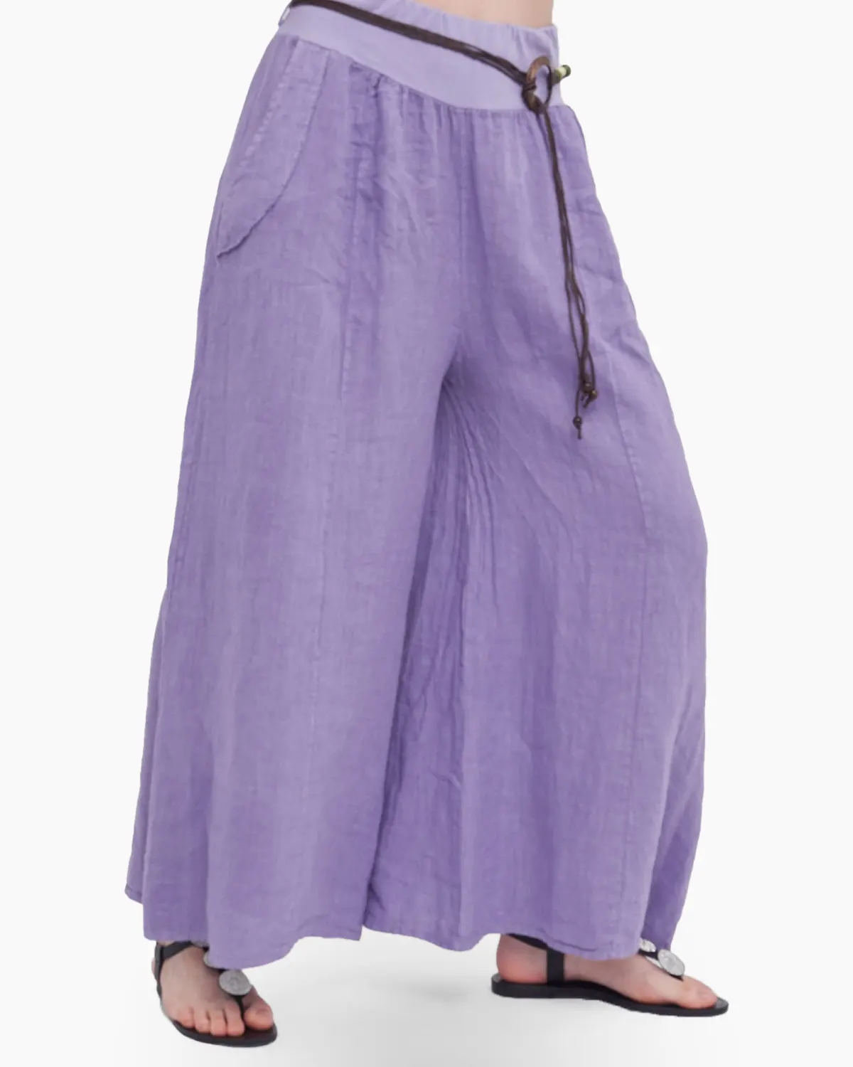 Pantaloni din In - Pantalon tip fusta, din in, lila