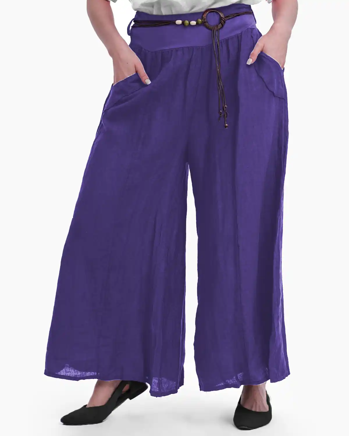 Produse noi - Pantalon tip fusta, din in, mov