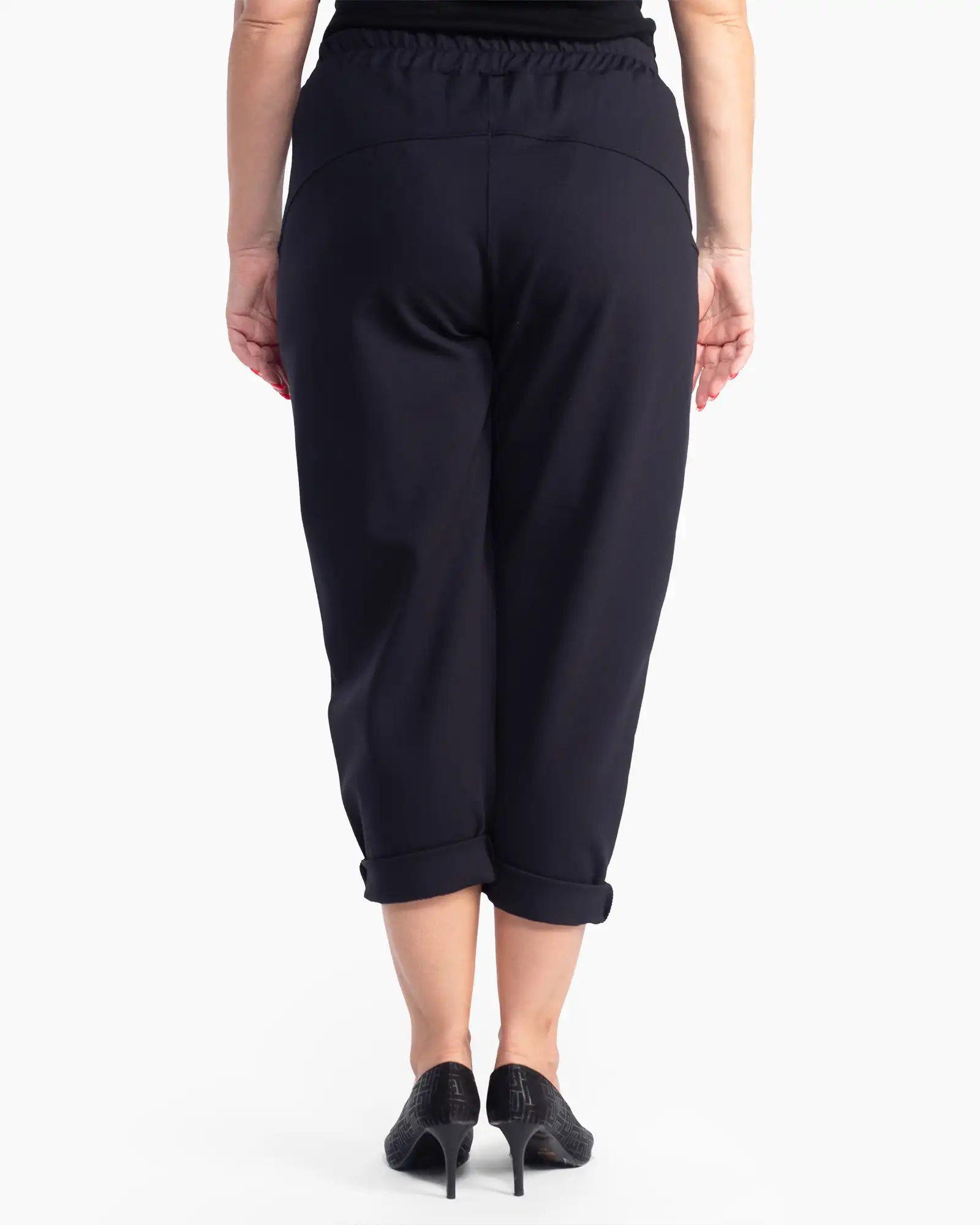 Pantaloni bleumarin casual cu croială cropped lejeră [1]