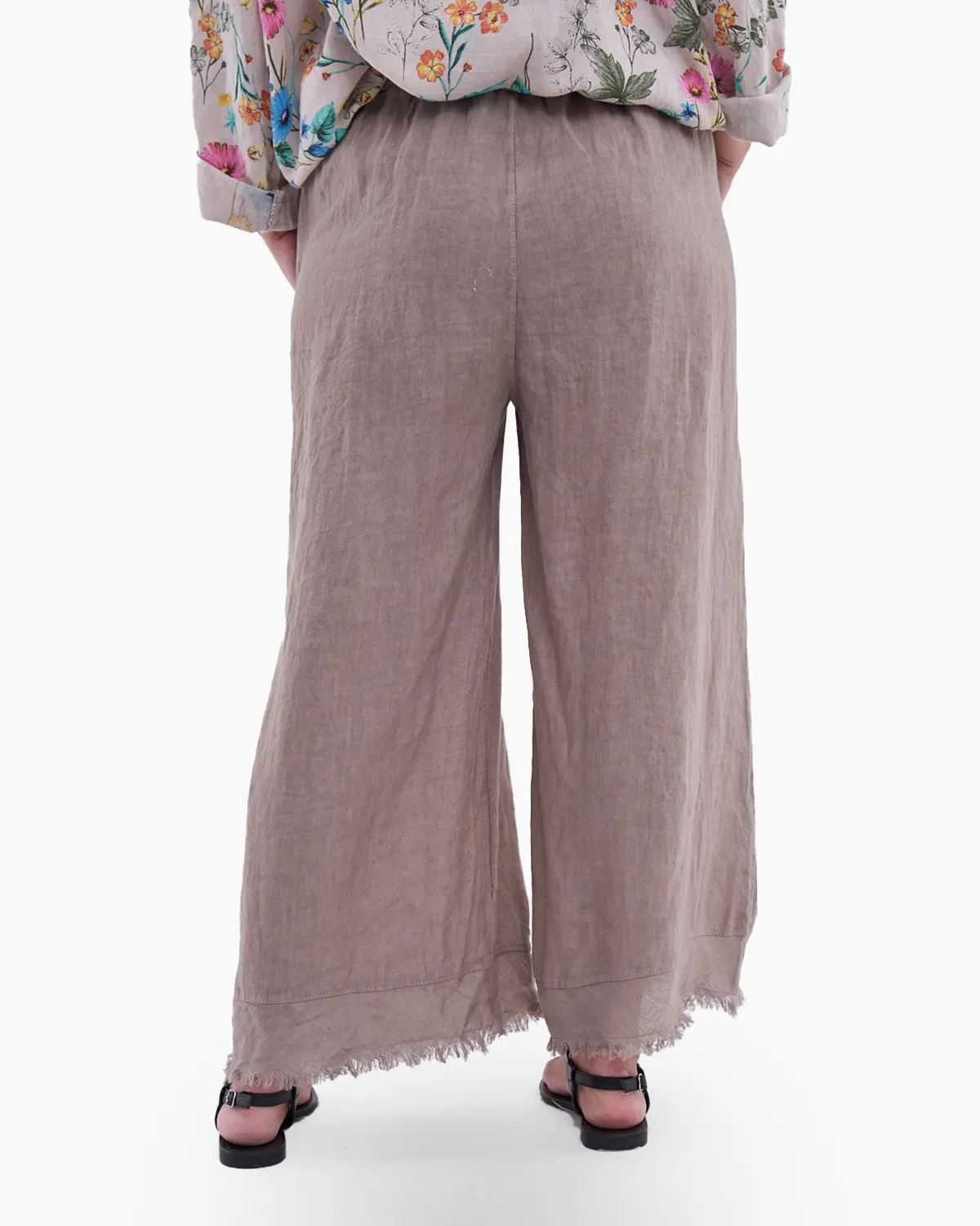 Pantaloni din in pur bej [1]