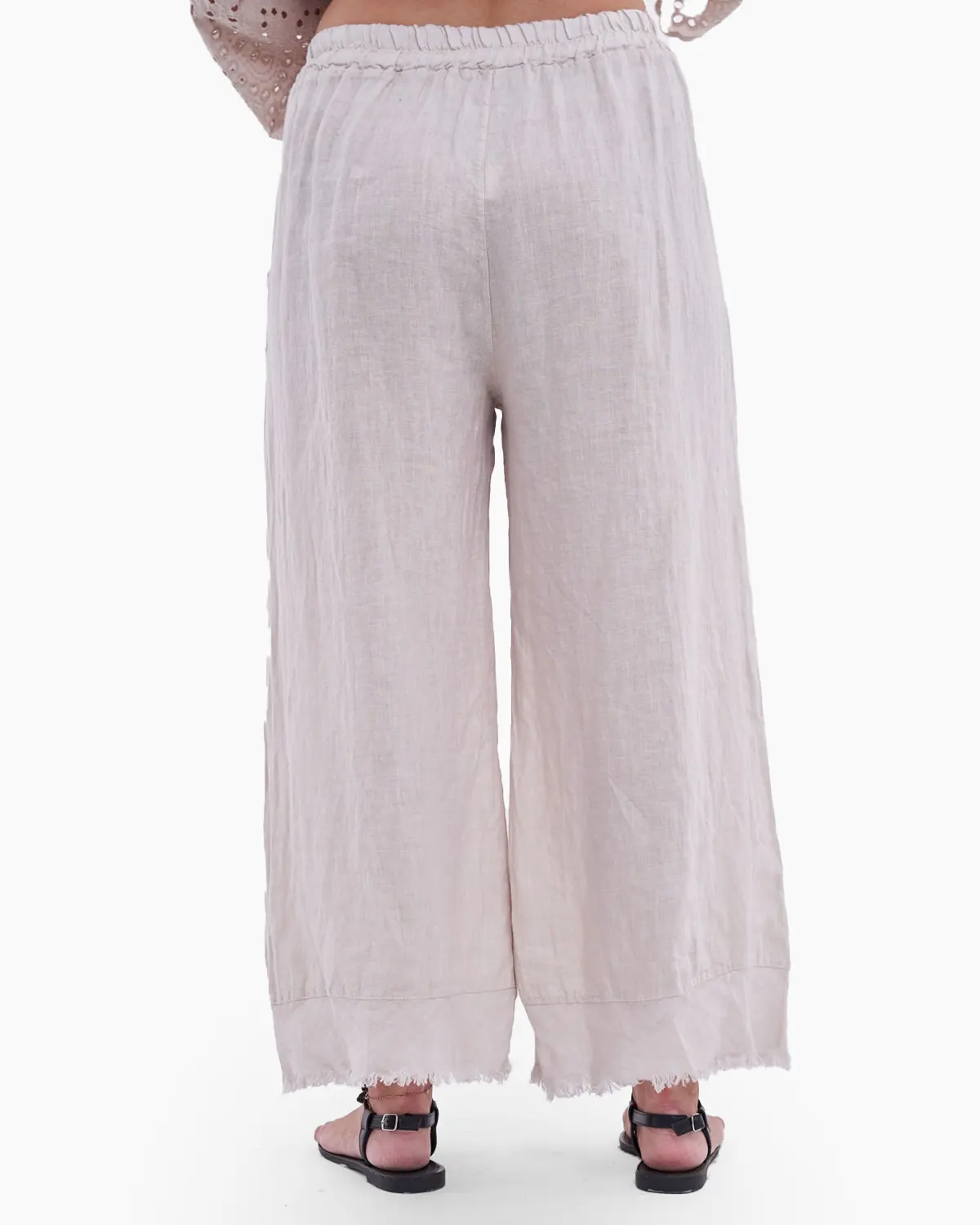 Pantaloni din in pur crem [1]