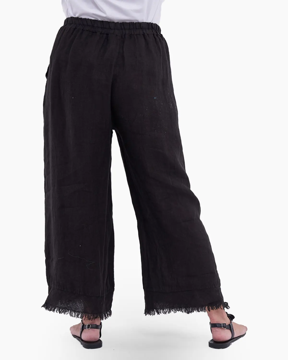 Pantaloni din in pur negru [2]