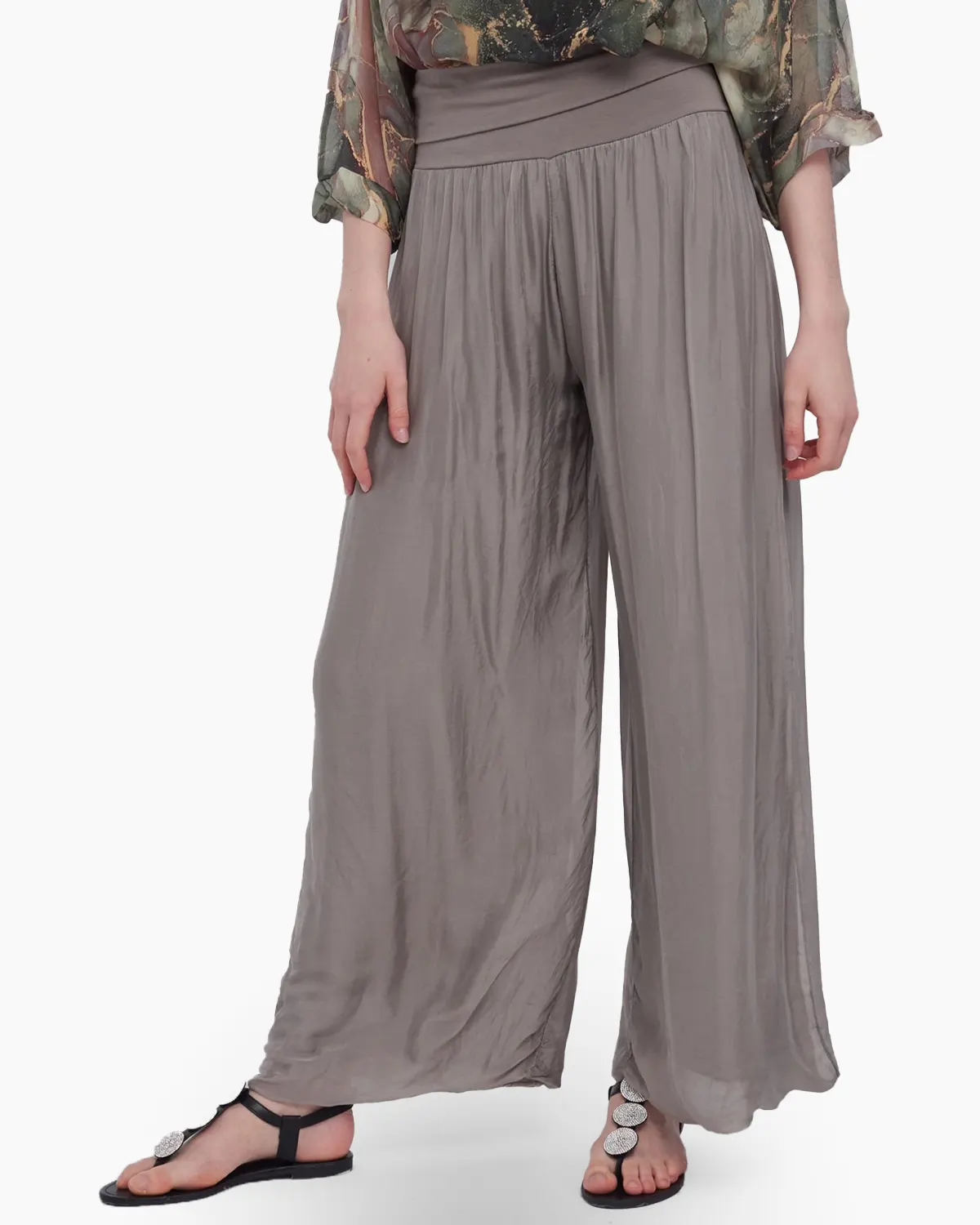 Pantaloni din Mătase - Pantaloni din matase, tip salvari, bej