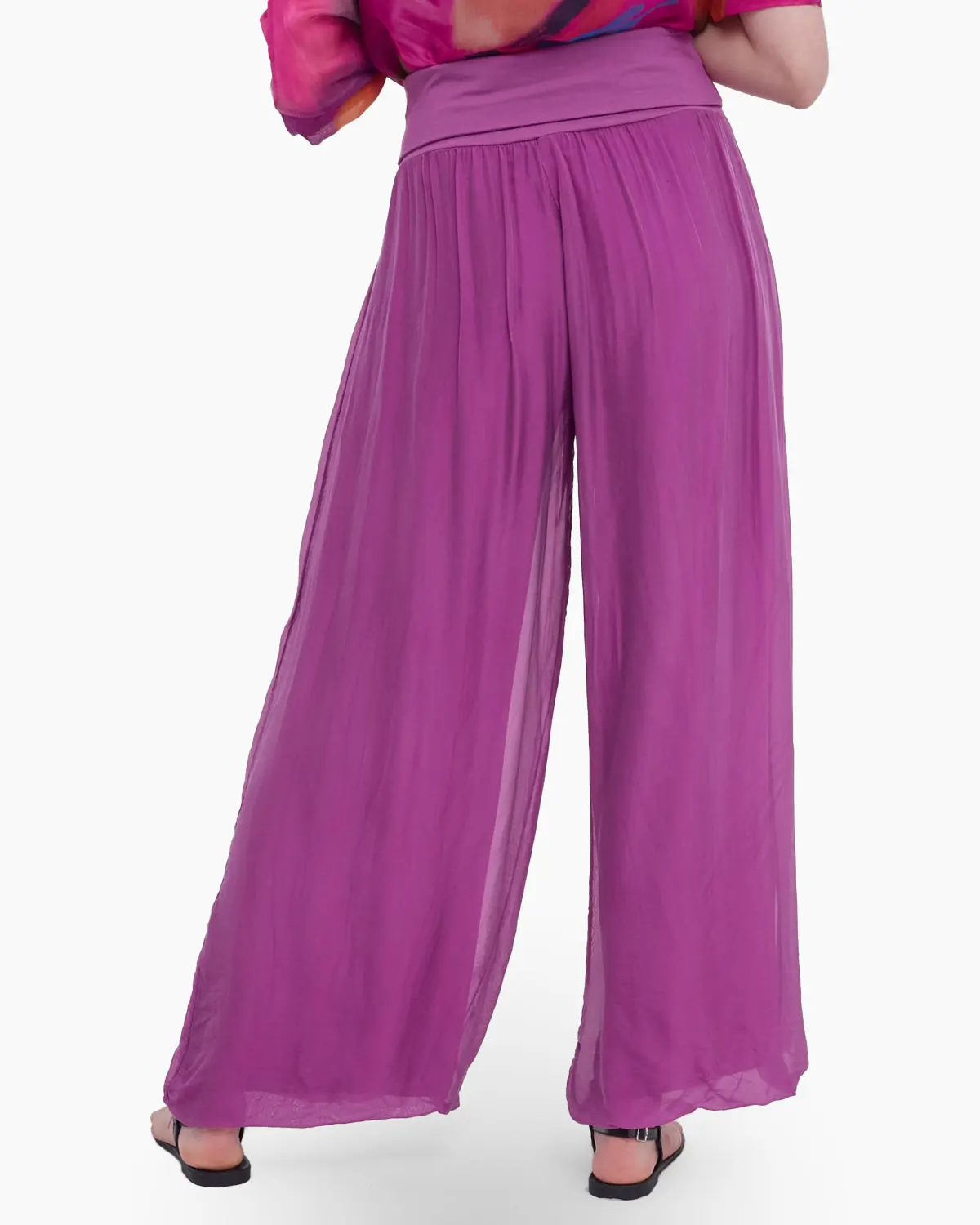Pantaloni din matase, tip salvari, fucsia [1]