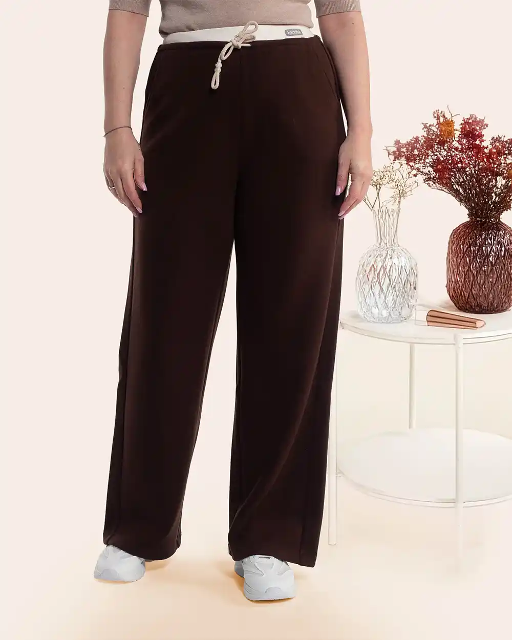 Îmbrăcăminte Damă - Pantaloni sport urbani lungi din vâscoză maro