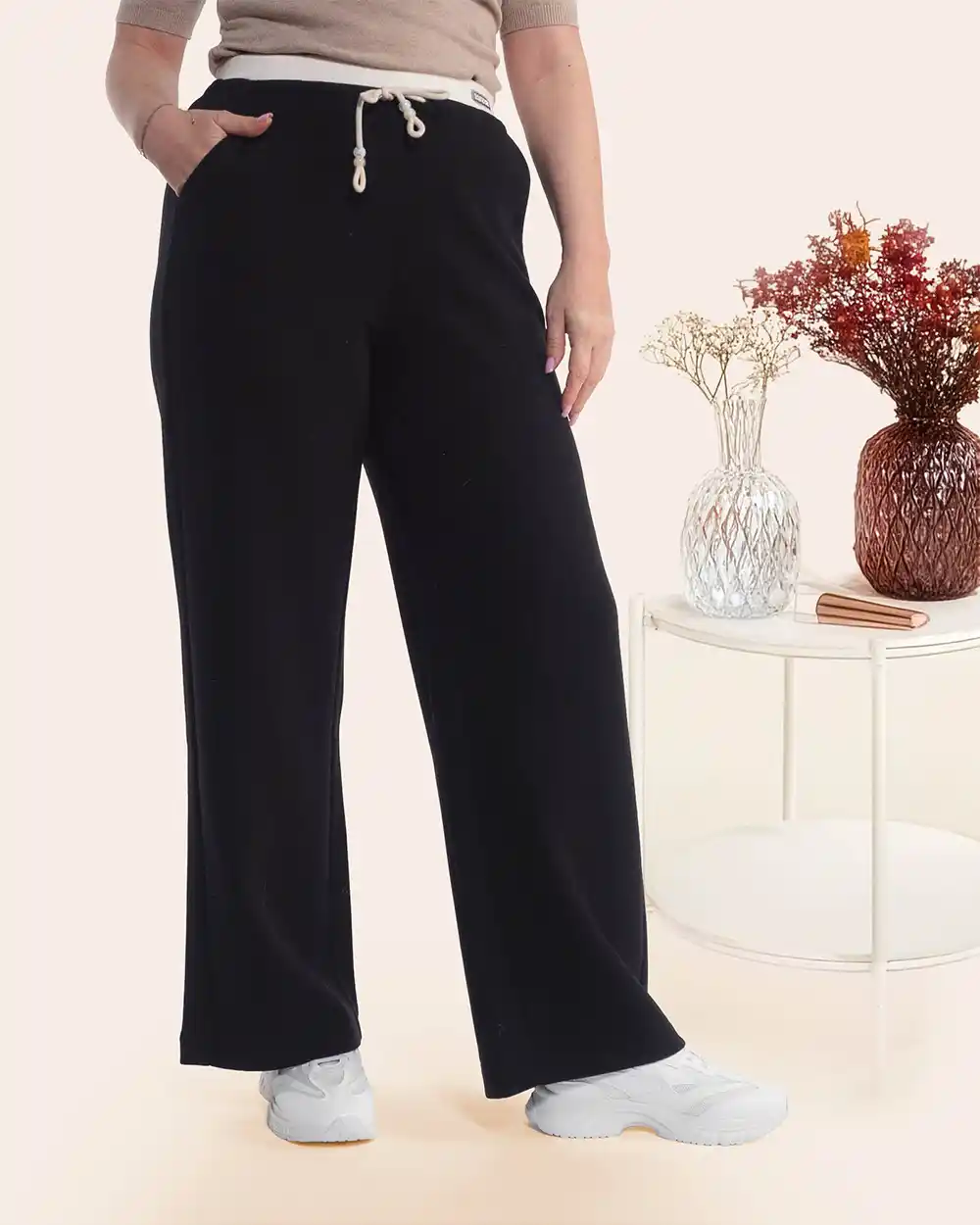 Îmbrăcăminte Damă - Pantaloni sport urbani lungi din vâscoză neagră