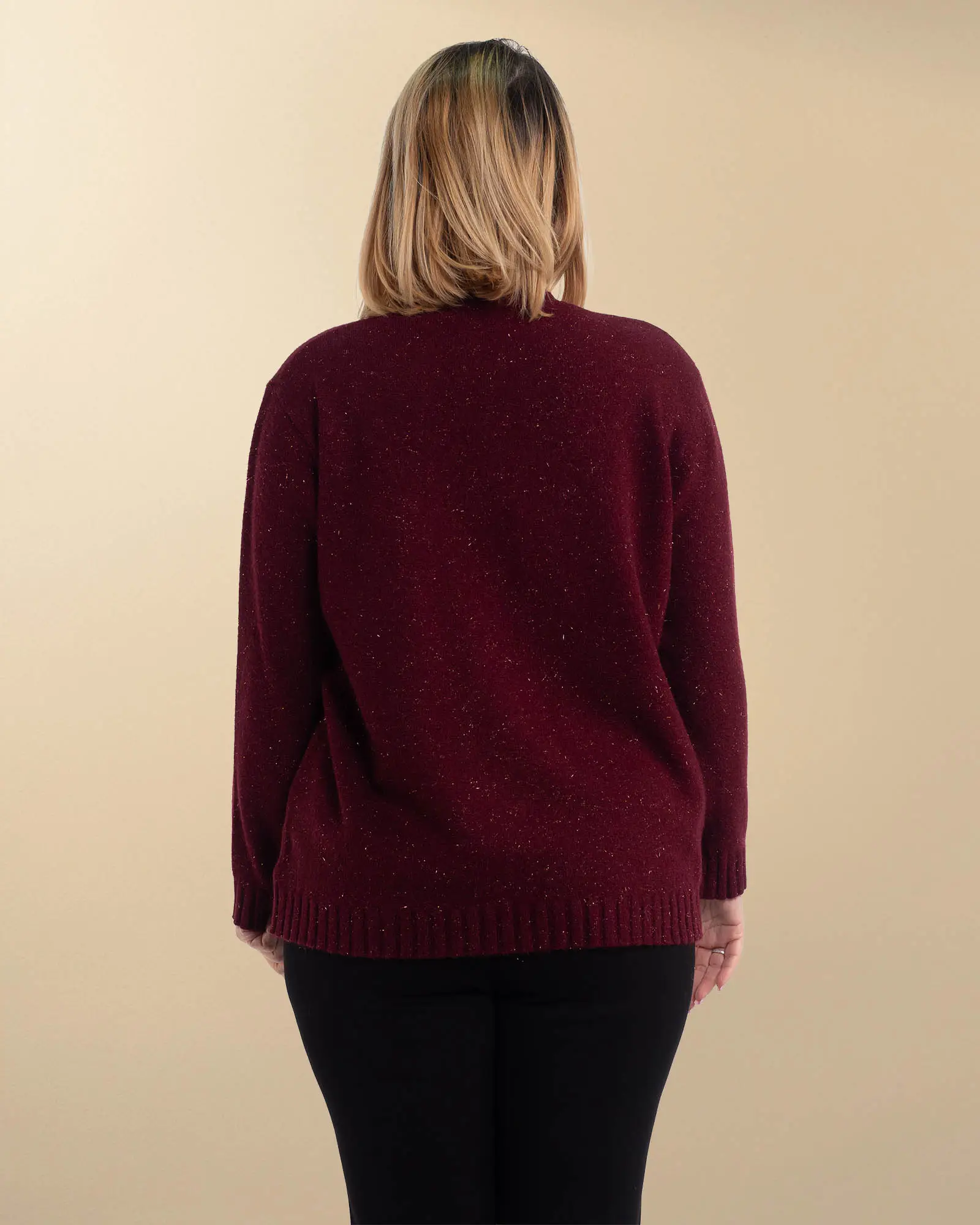 Pulover casual grena pufos cu flori macrame prețioase [1]