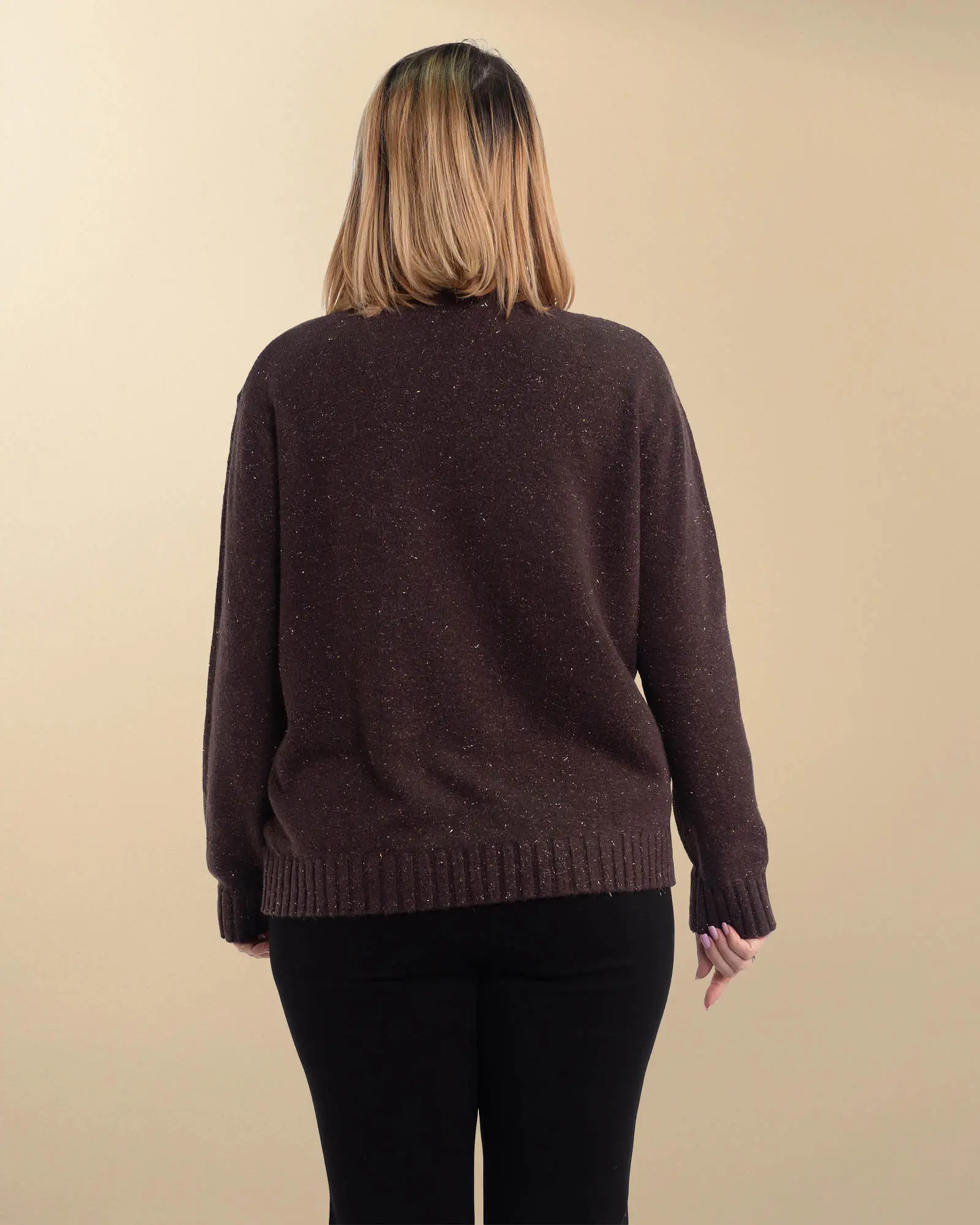 Pulover casual maro tricotat cu reflexii prețioase [1]