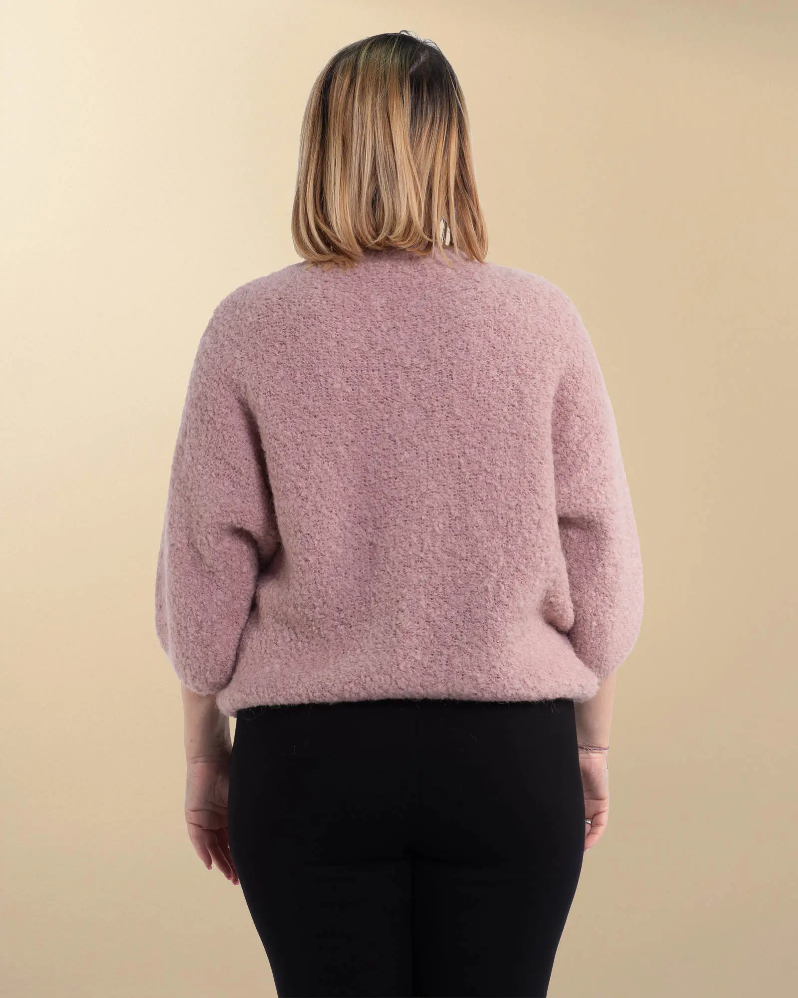 Pulover casual pufos din mohair prețios de un roz pudrat delicat [1]