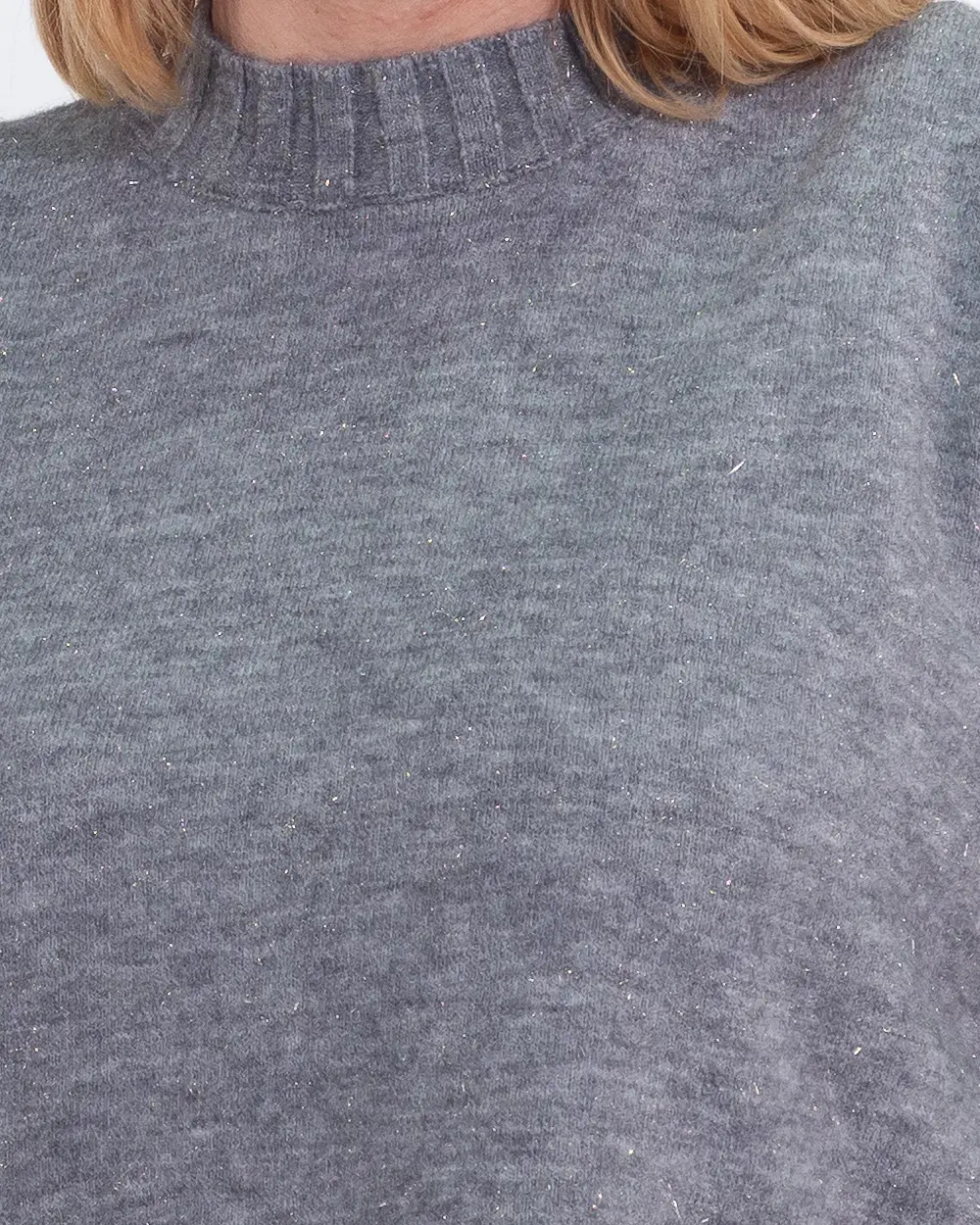 Pulover casual tricotat cu un elegant fir gri metalizat [3]