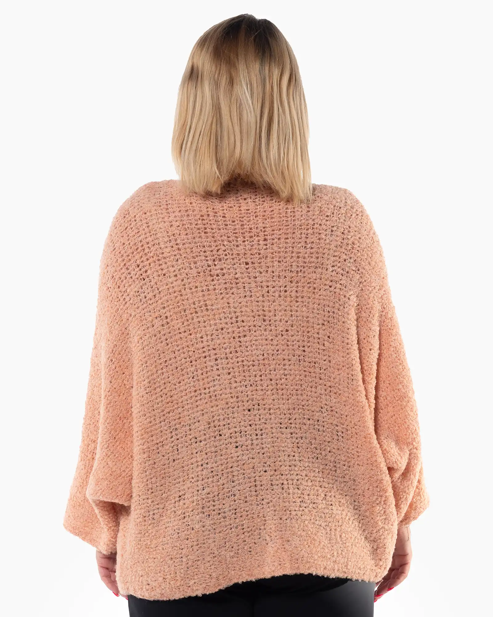 Pulover portocaliu casual cu design amplu și textură pufoasă [1]