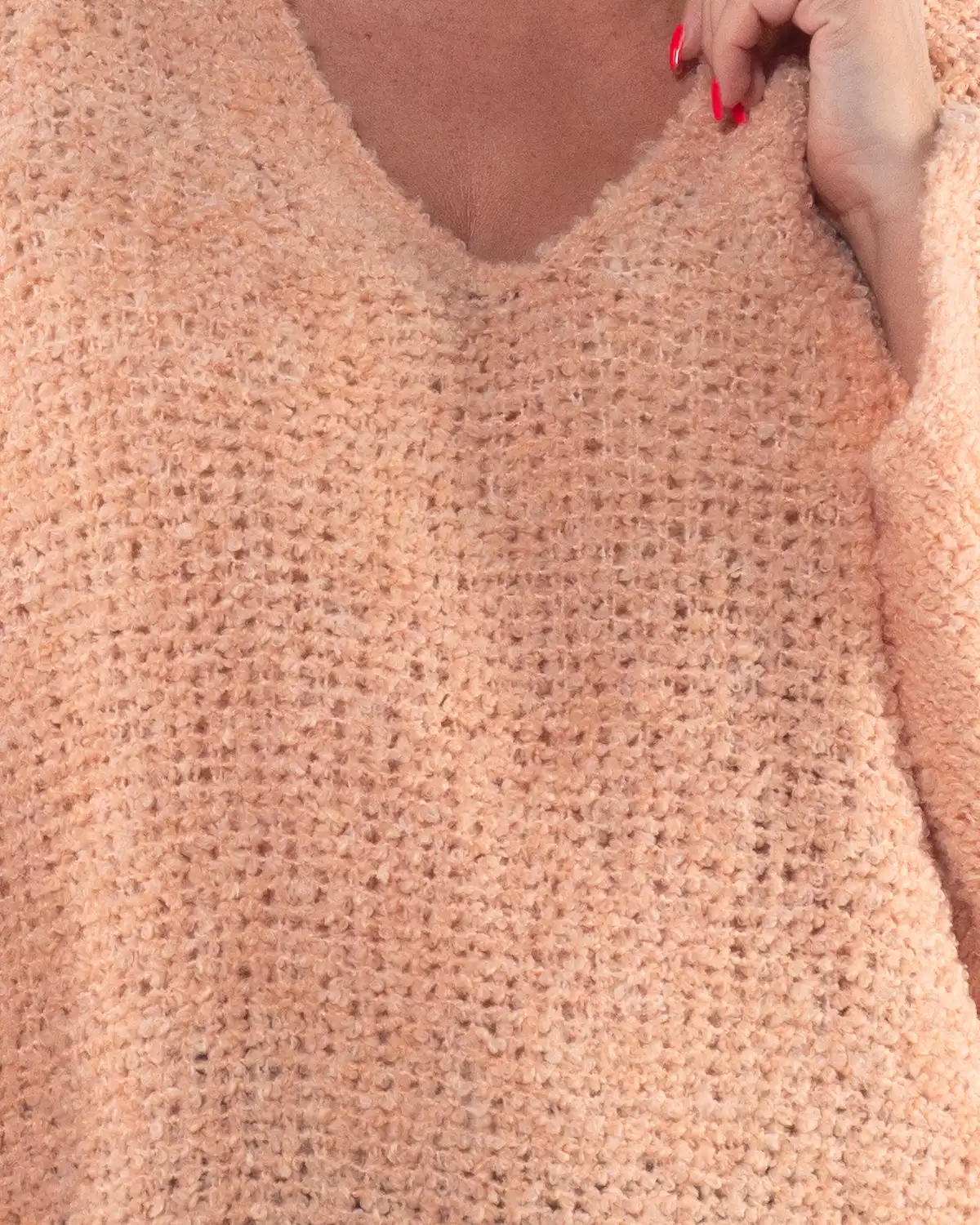 Pulover portocaliu casual cu design amplu și textură pufoasă [3]