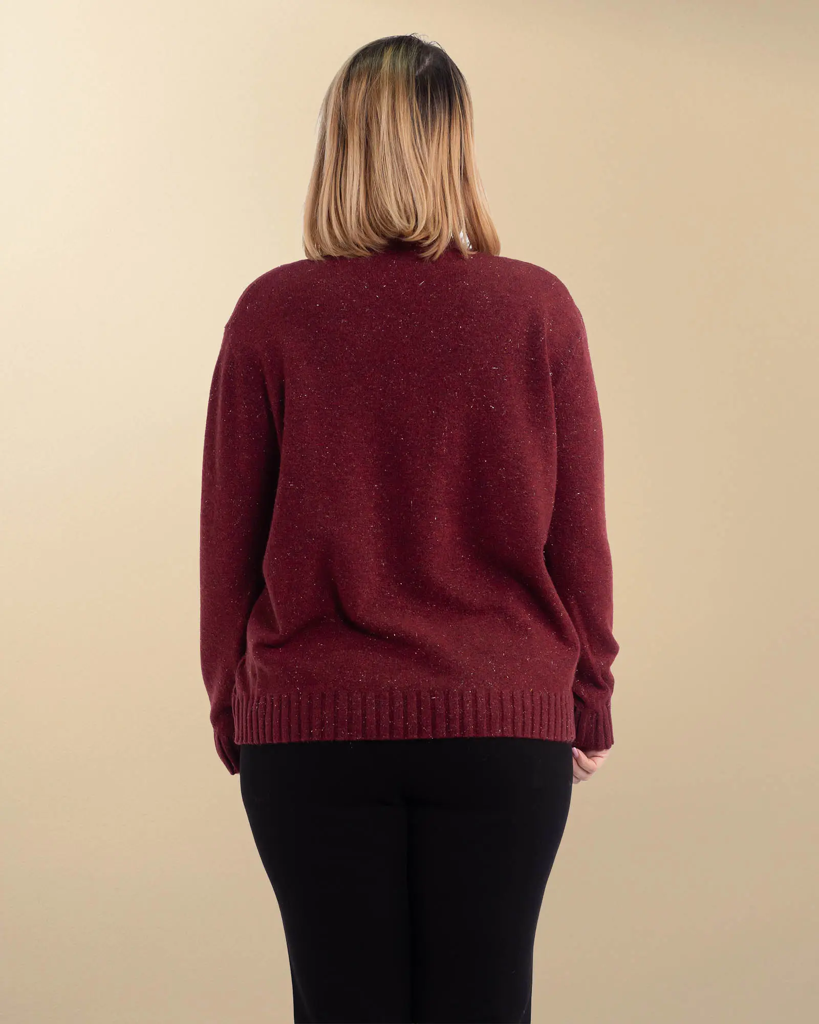 Pulover tricotat casual grena cu un subtil fir lucios [1]