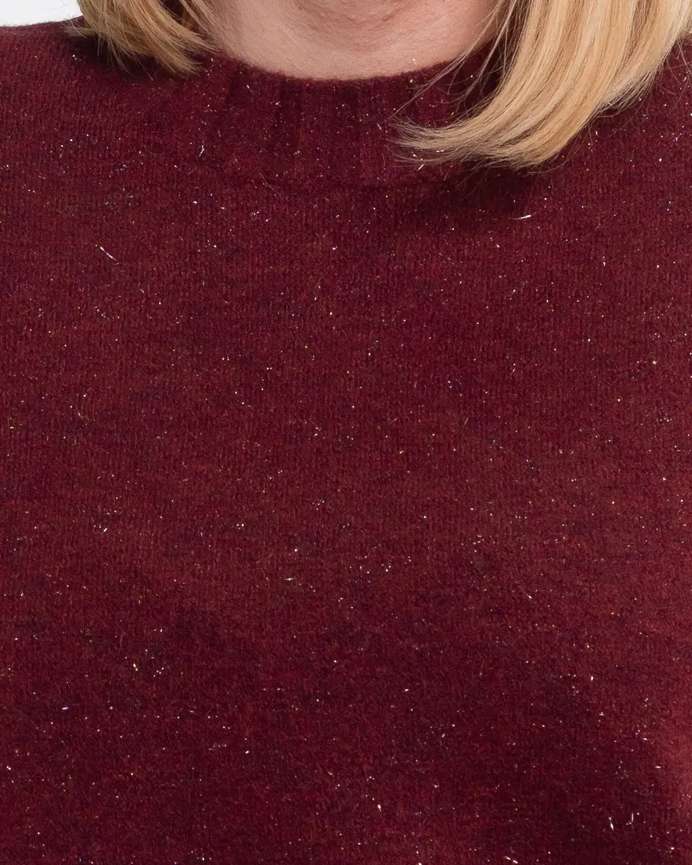 Pulover tricotat casual grena cu un subtil fir lucios [3]