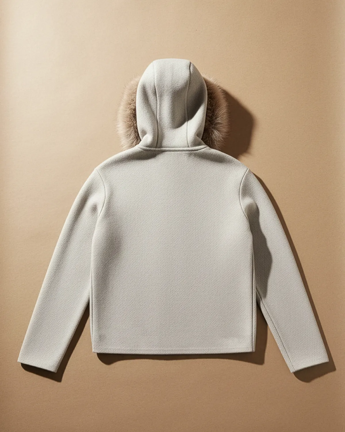 Jachetă scurtă vâscoză angora cu glugă și blană artificială [1]