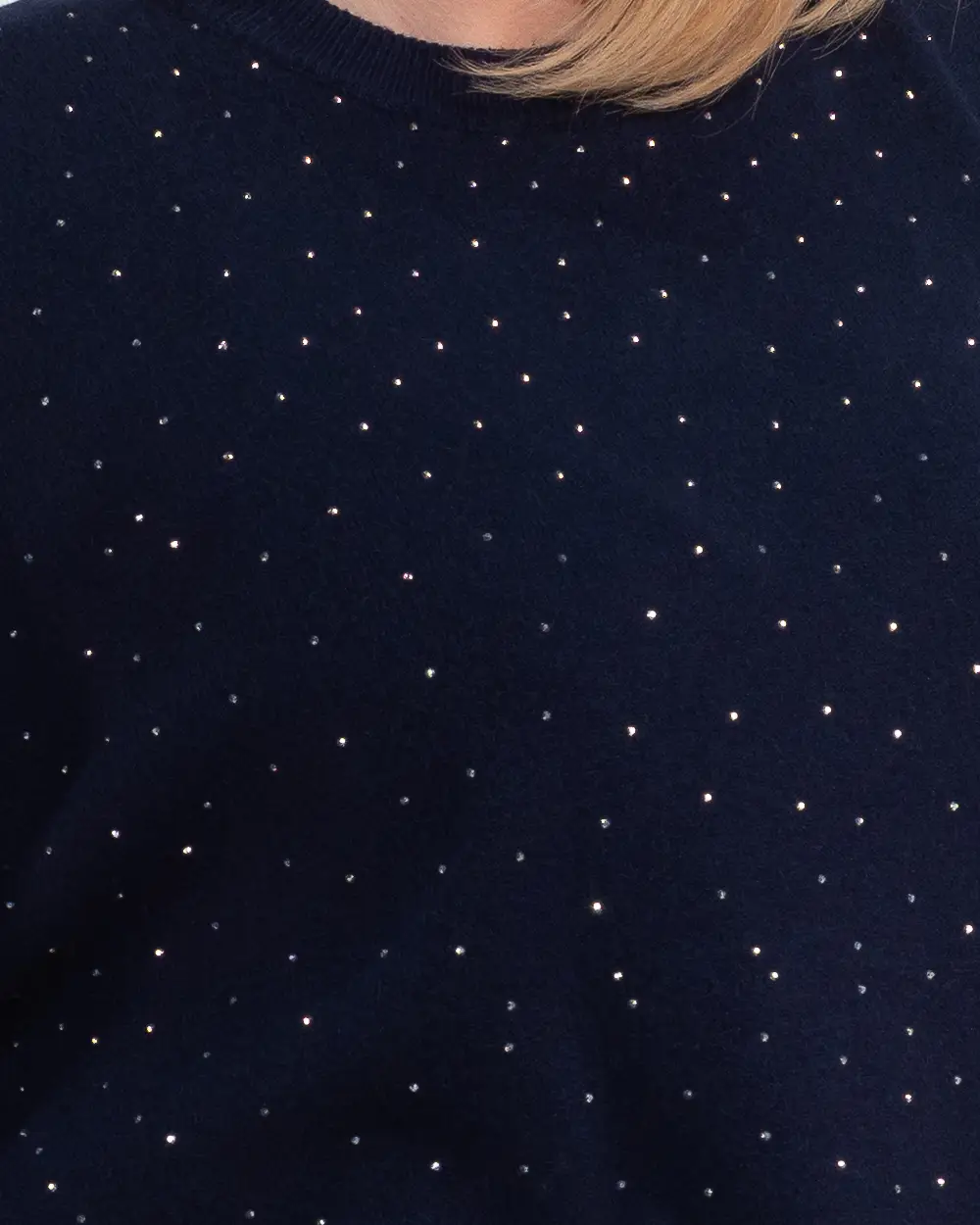 Pulover tunică elegant bleumarin cu accente de cristal [3]