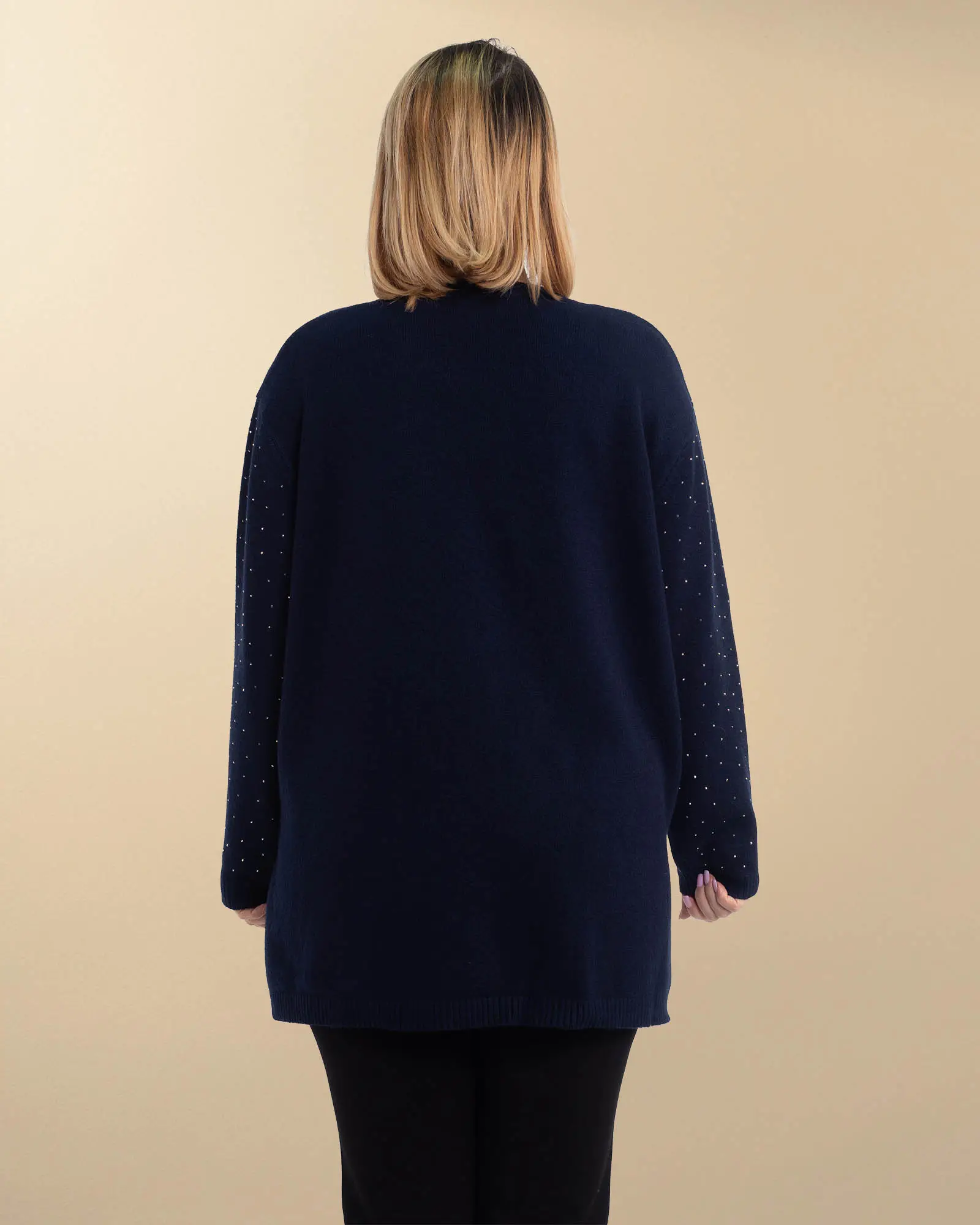 Pulover tunică elegant bleumarin cu accente de cristal [1]