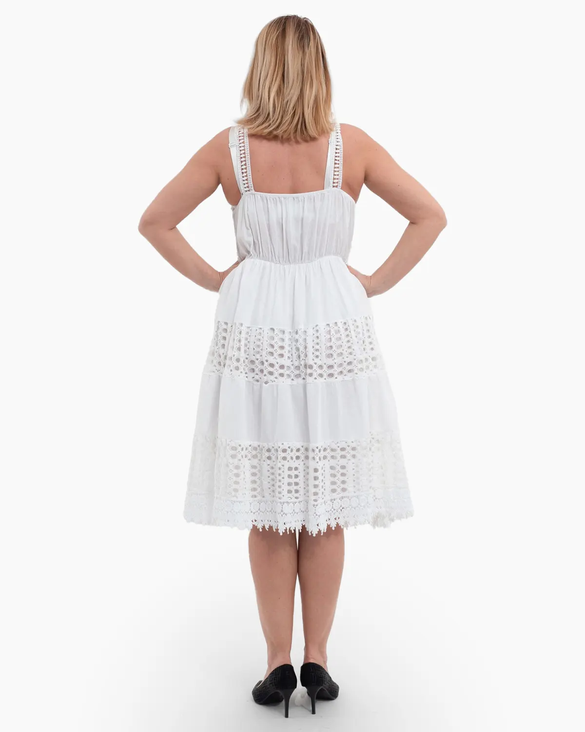 Rochie alba midi dantelata [1]