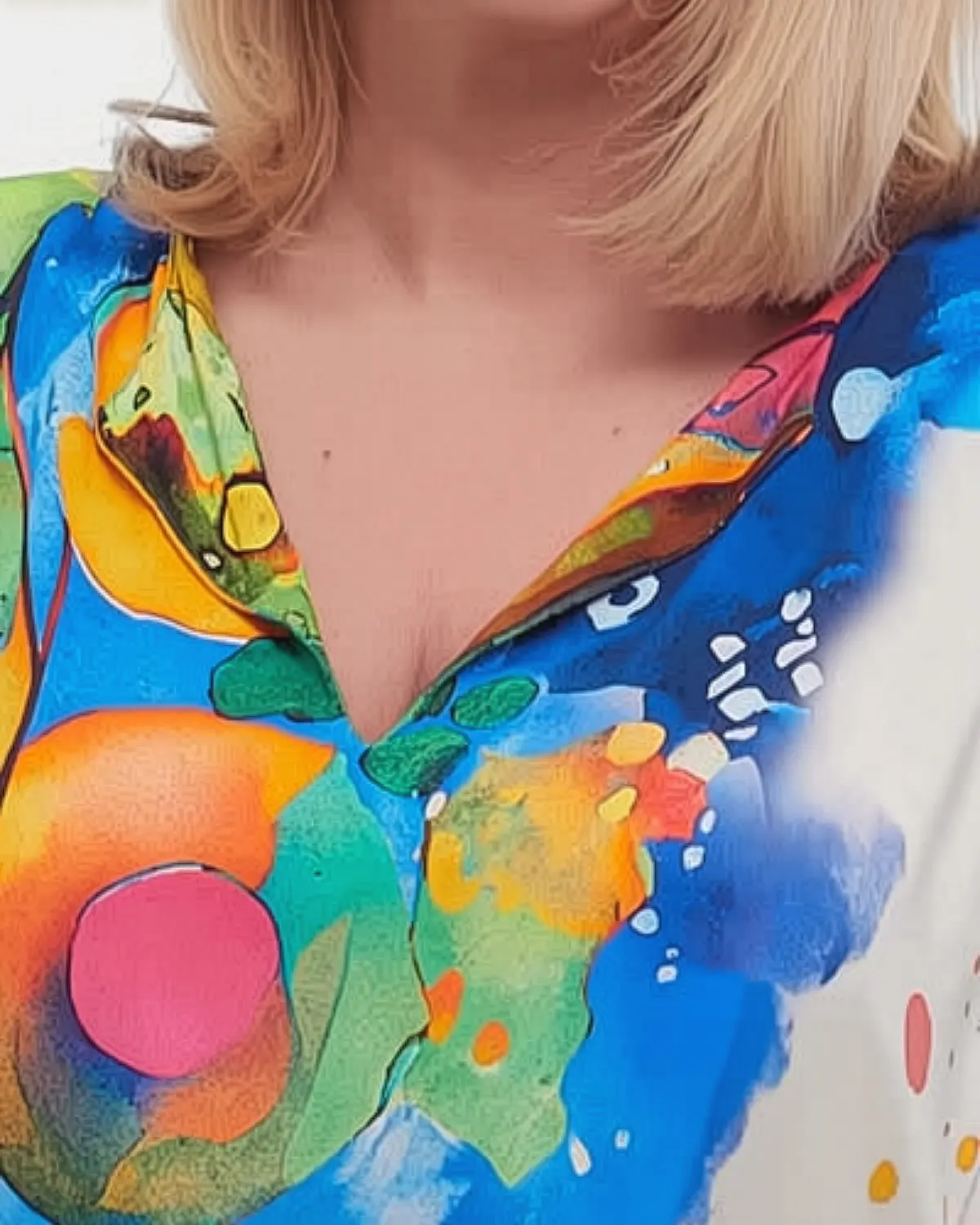 Rochie albastră maxi smart casual cu imprimeu floral și umeri căzuți [3]