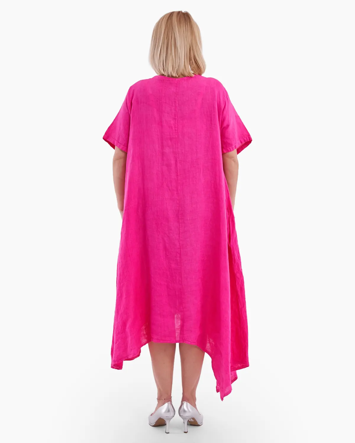 Rochie asimetrica din in, ciclamen [2]
