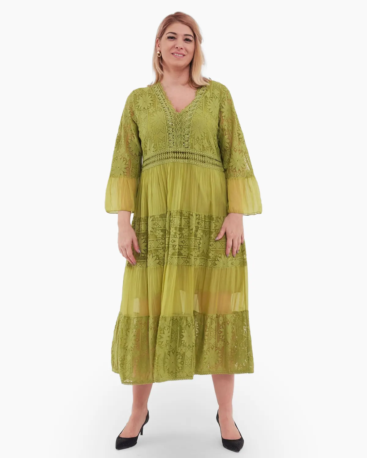 Rochie boema olive, cu matase si broderie [2]