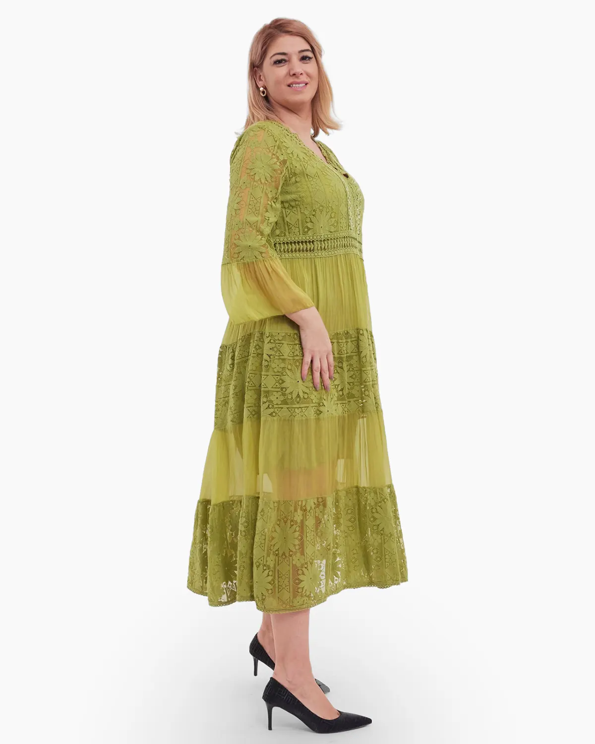 Rochie boema olive, cu matase si broderie [1]