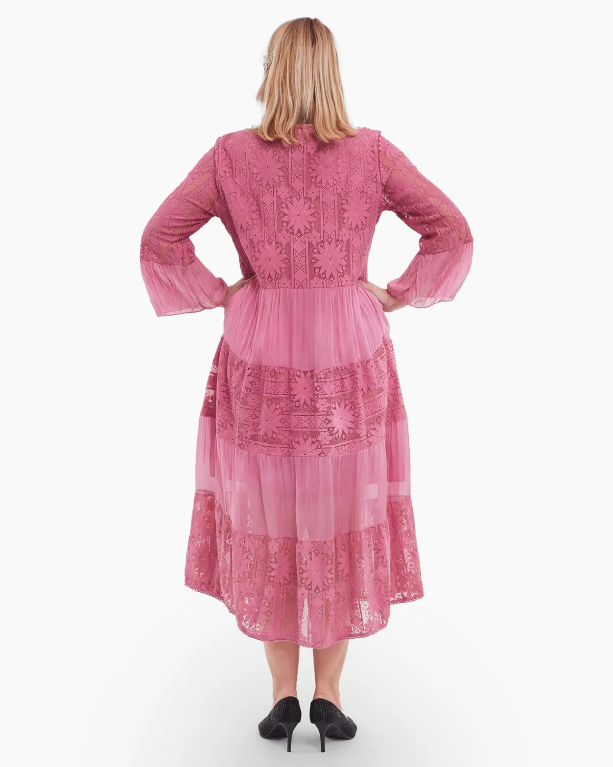 Rochie boema roz pudrat, cu matase si broderie [2]