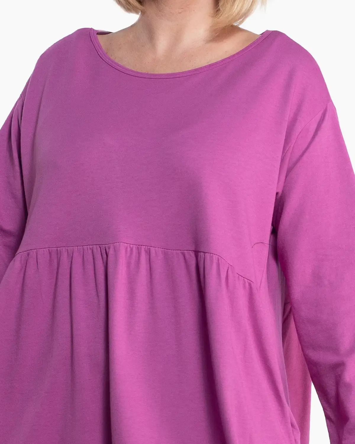 Rochie casual fucsia cu volane din bumbac fluid [3]