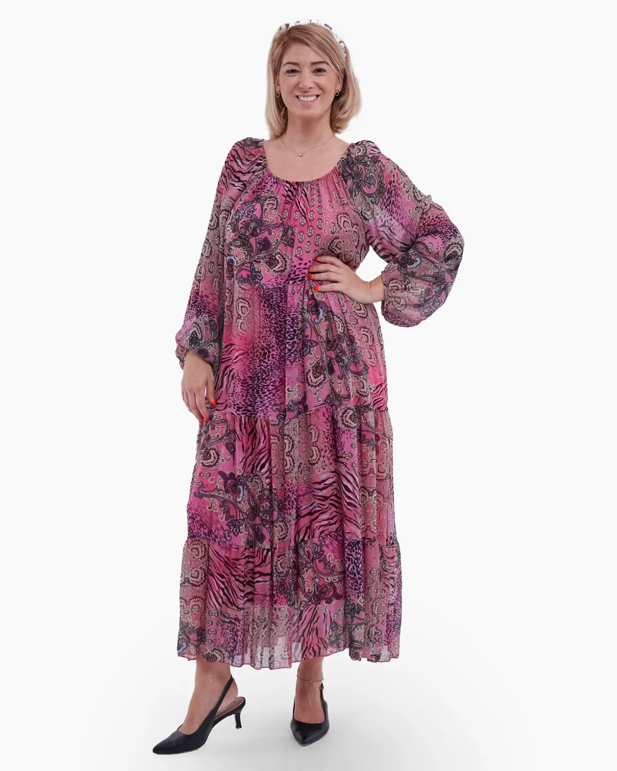 Rochie ciclame cu imprimeu [1]