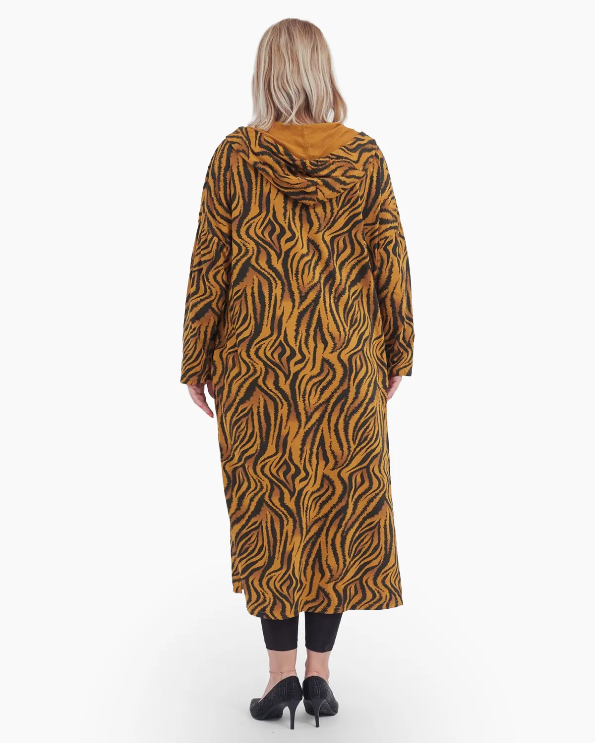 Rochie cu imprimeu in stil zebra, culoare ocru auriu [1]