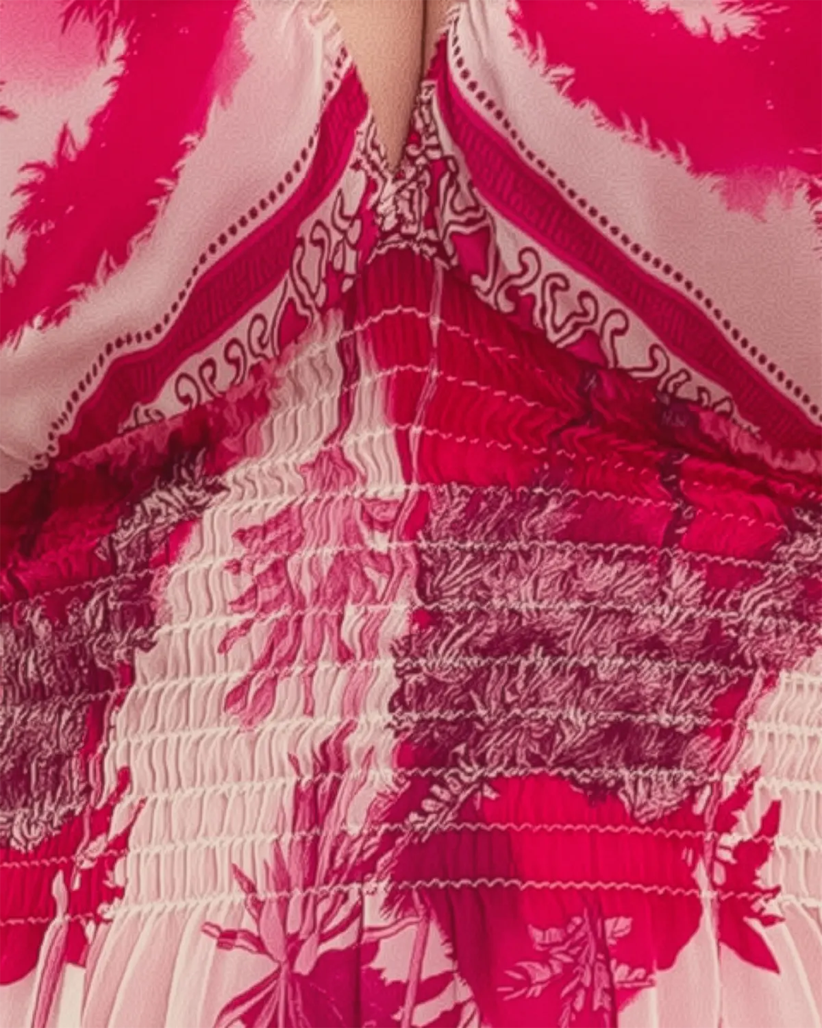 Rochie de vara vaporoasa roz din matase, cu accente florale si volane la maneci [2]
