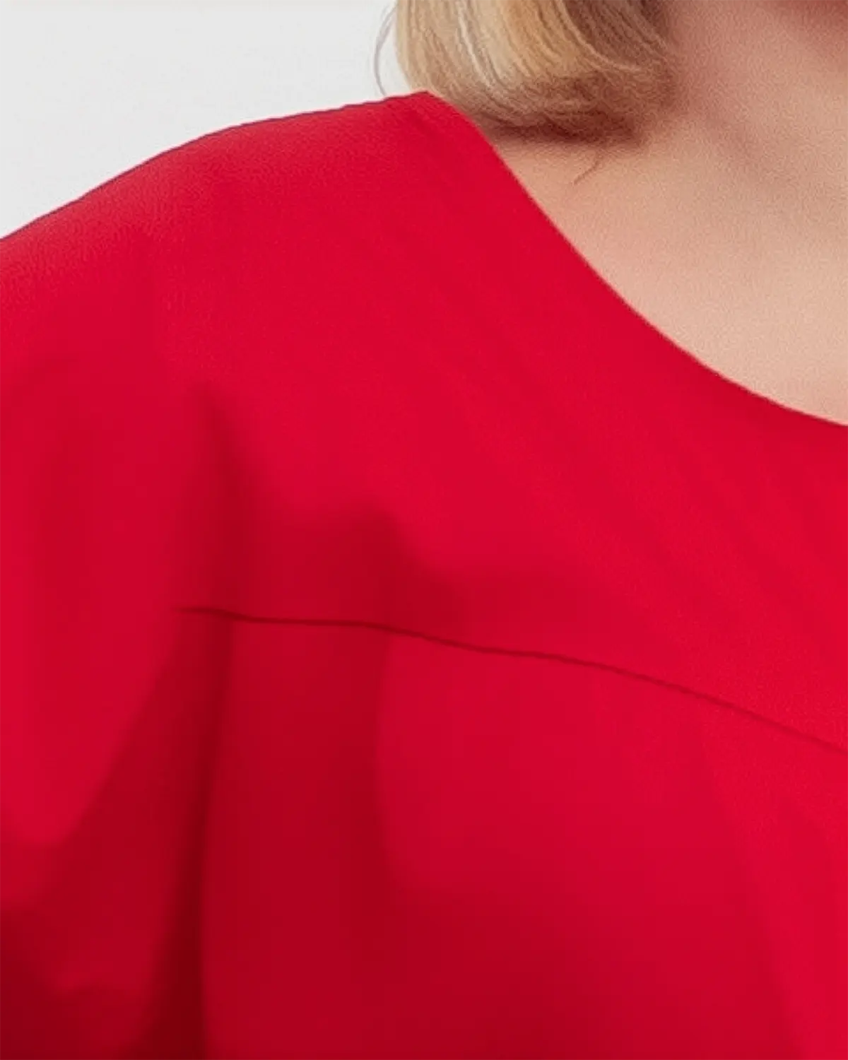 Rochie de zi casual roșie, midi, cu volane pe diagonală [2]