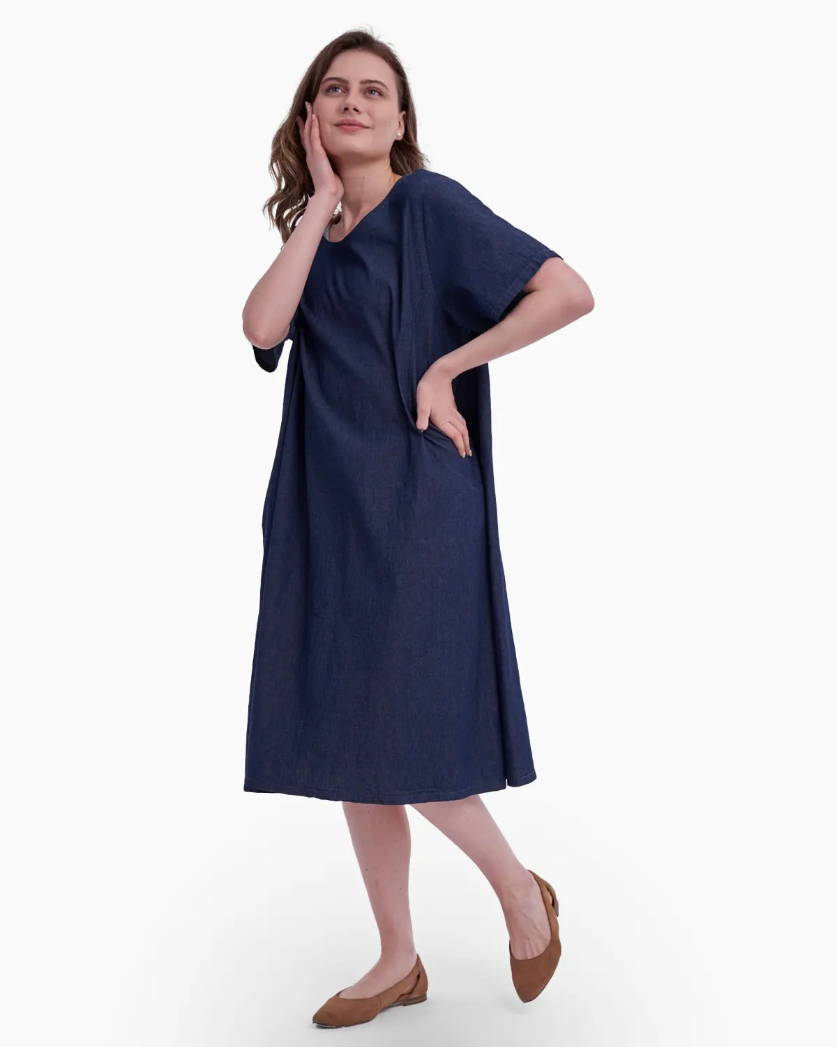 Rochie din denim Casual cu buzunare [1]