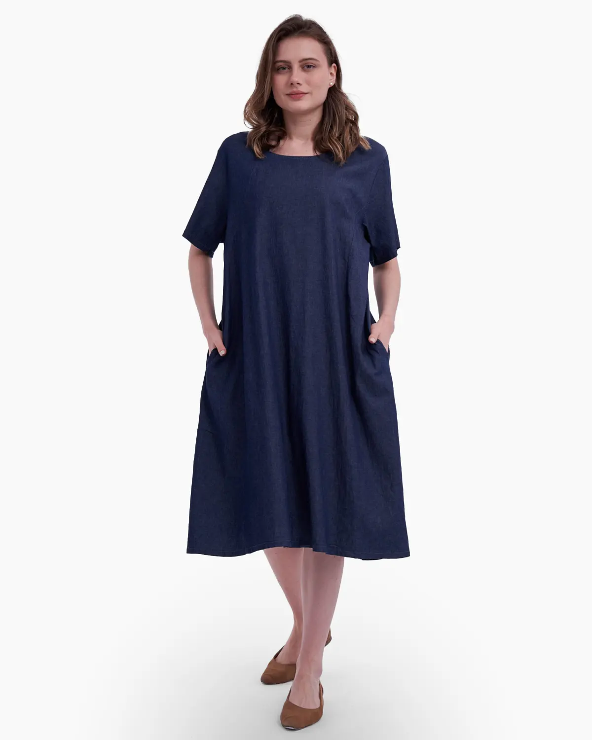 Rochii din Bumbac - Rochie din denim Casual cu buzunare