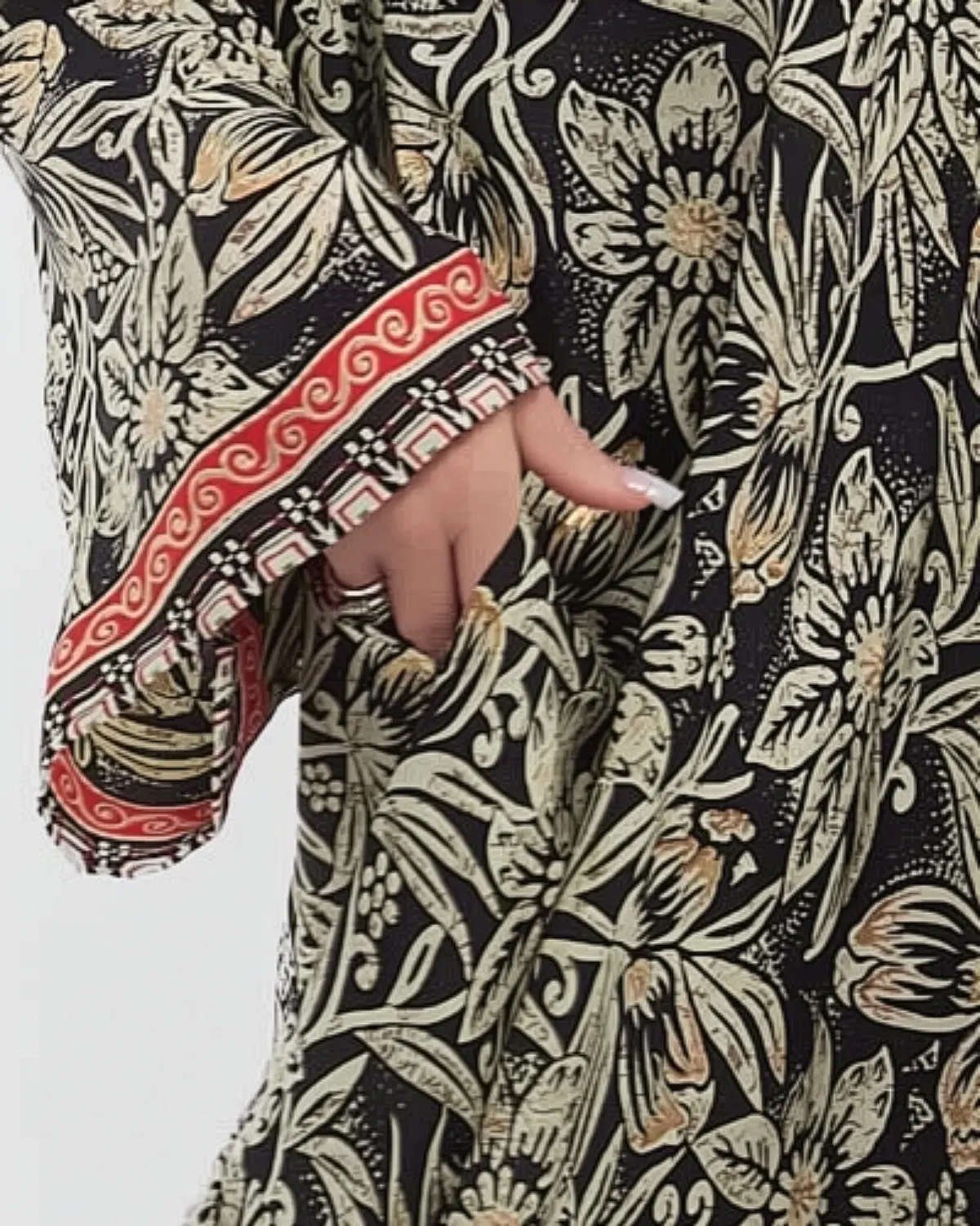 Rochie din mătase neagră maxi boho cu imprimeu floral [3]
