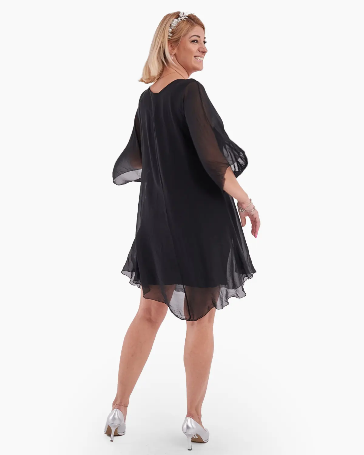 Rochie din matase si vascoza ,neagra fermecatoare [1]