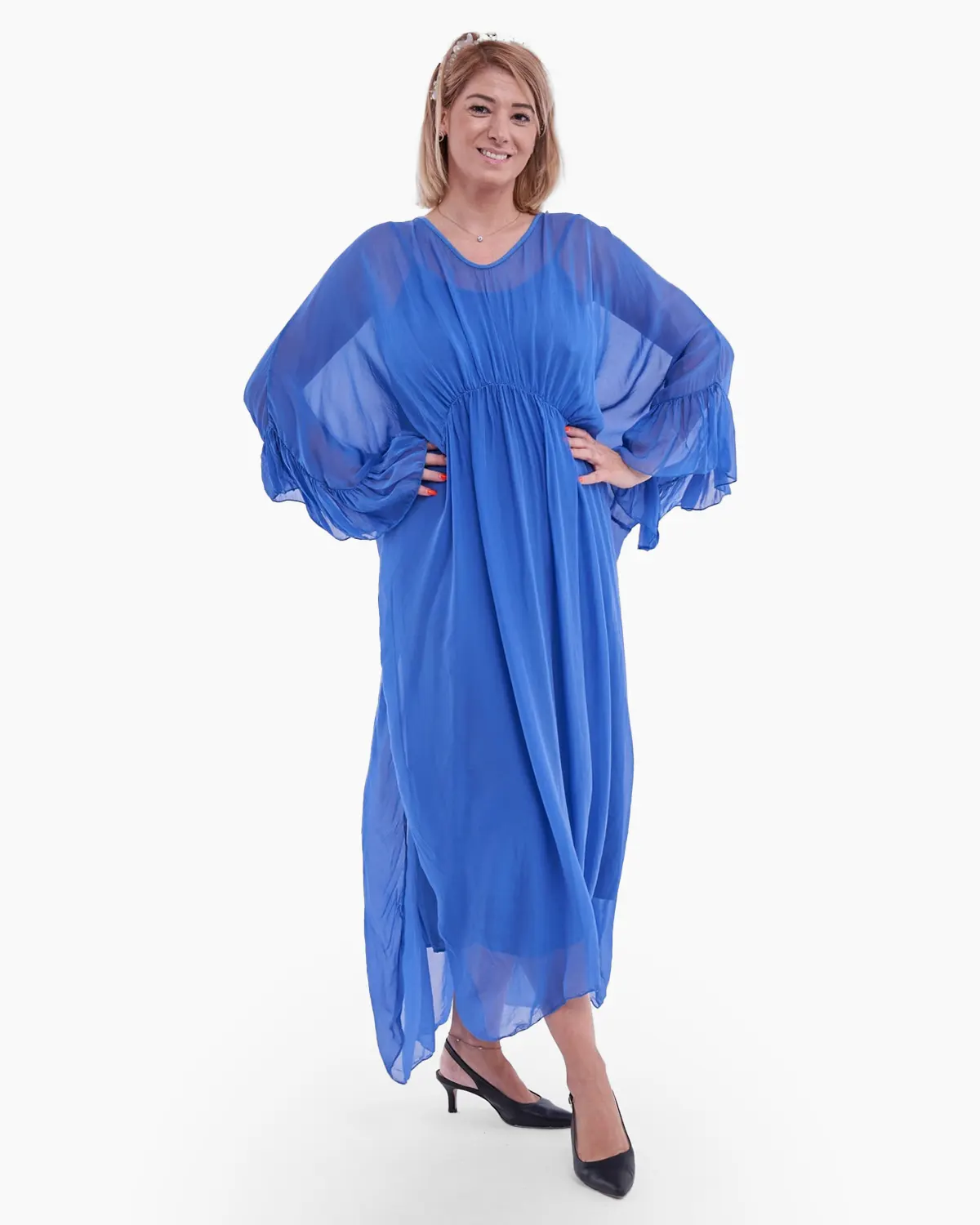 Rochii din Mătase - Rochie eleganta de efect albastra